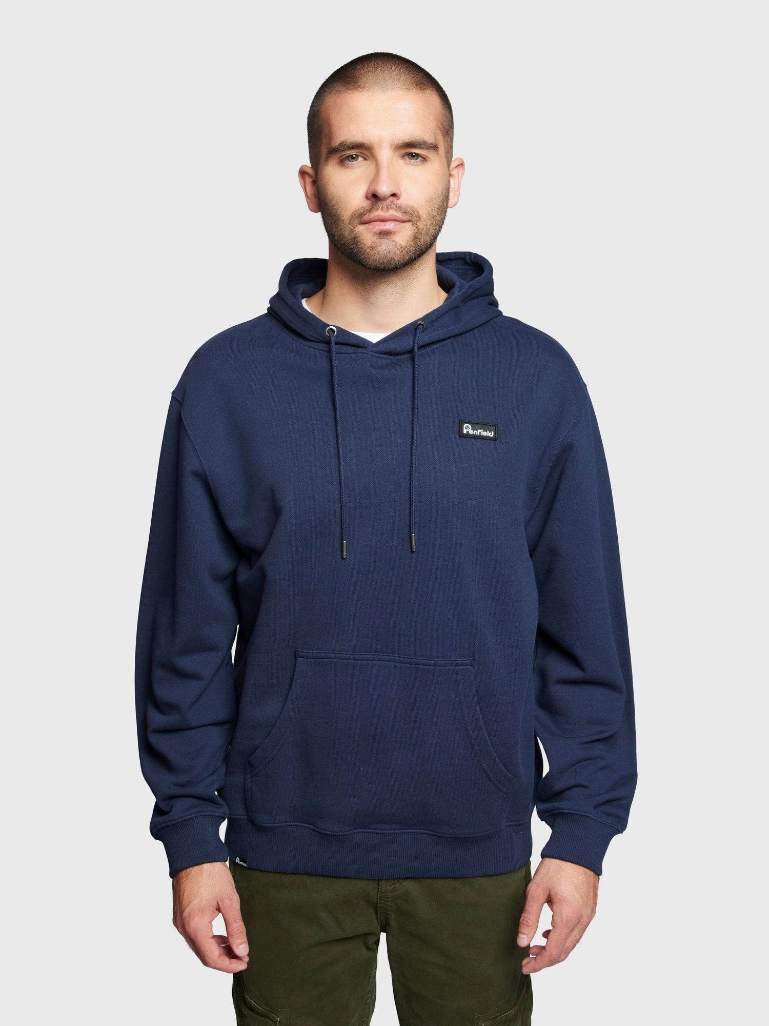 Badge Hoodie in Navy Blue Fashion Statement