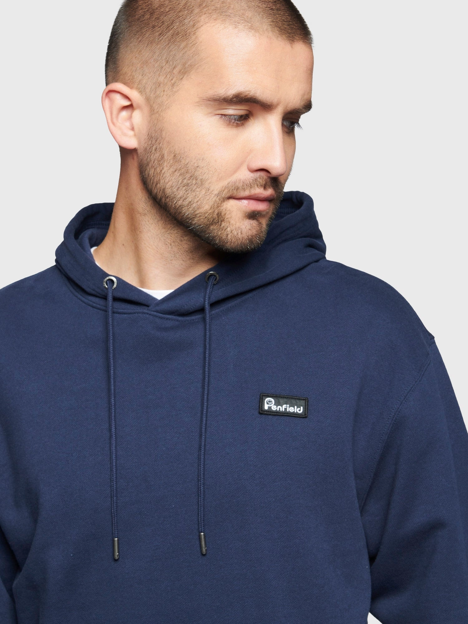 Snuggly Fit product low end affordability Badge Hoodie in Navy Blue