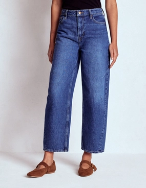 Minimal Vibe smooth zipper Barrel Leg Jeans-Mid Vintage