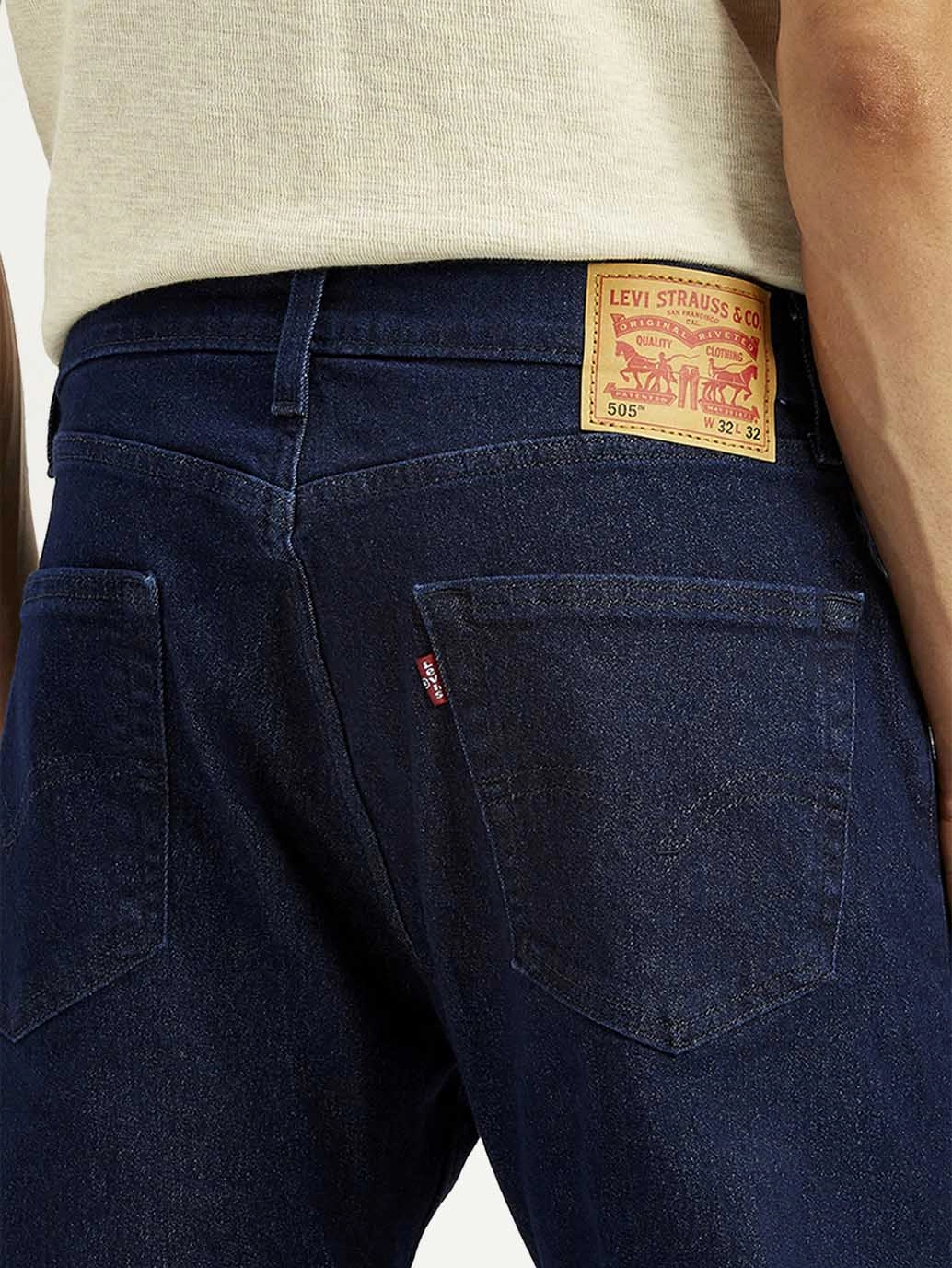 Chill Outfit Streetwear Fan Holiday Vibes Weekend Ready Men's 505 Navy Blue Straight Fit Mid Rise Jeans