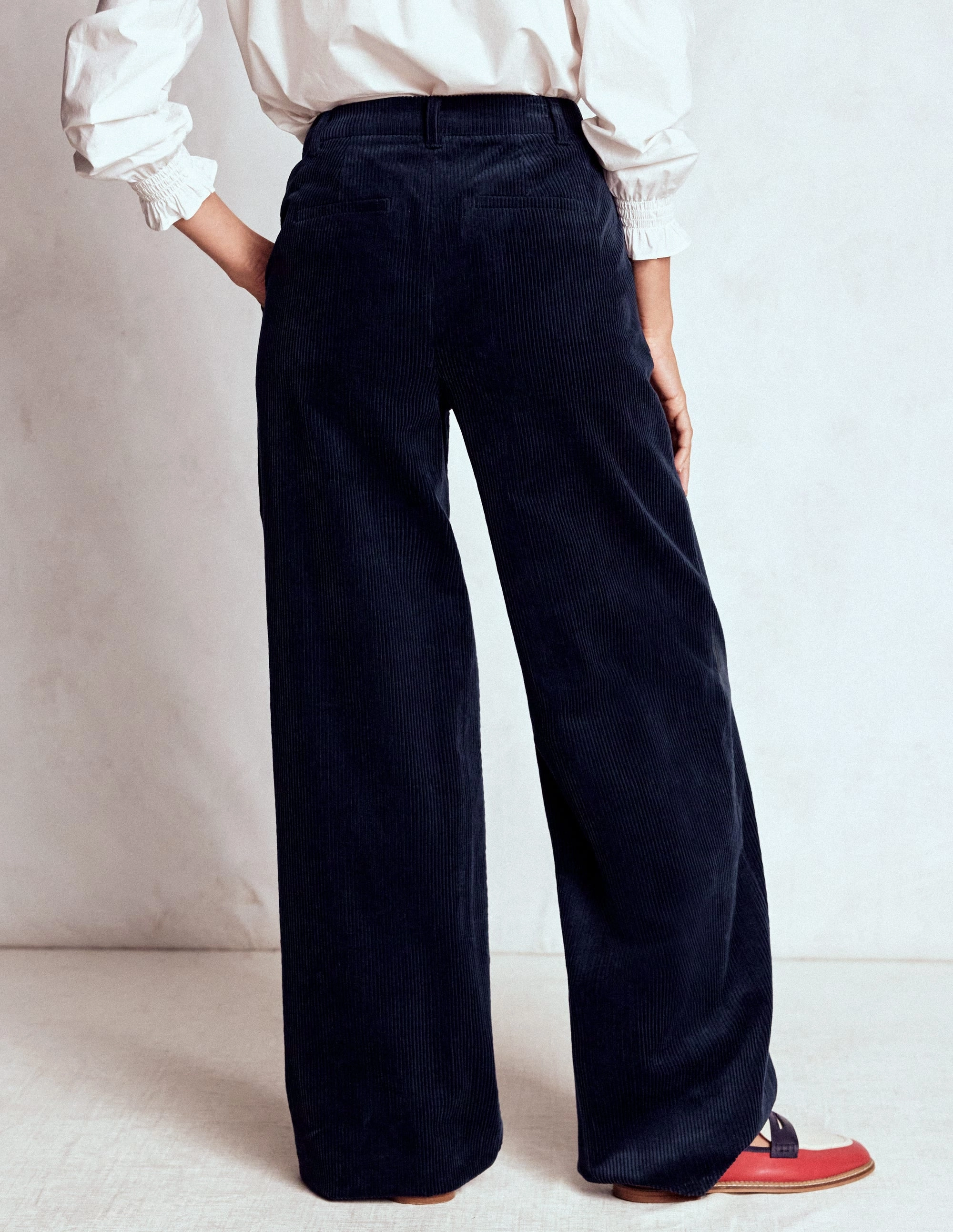 Comfortable Fabric Belgravia Cord Trousers-Navy
