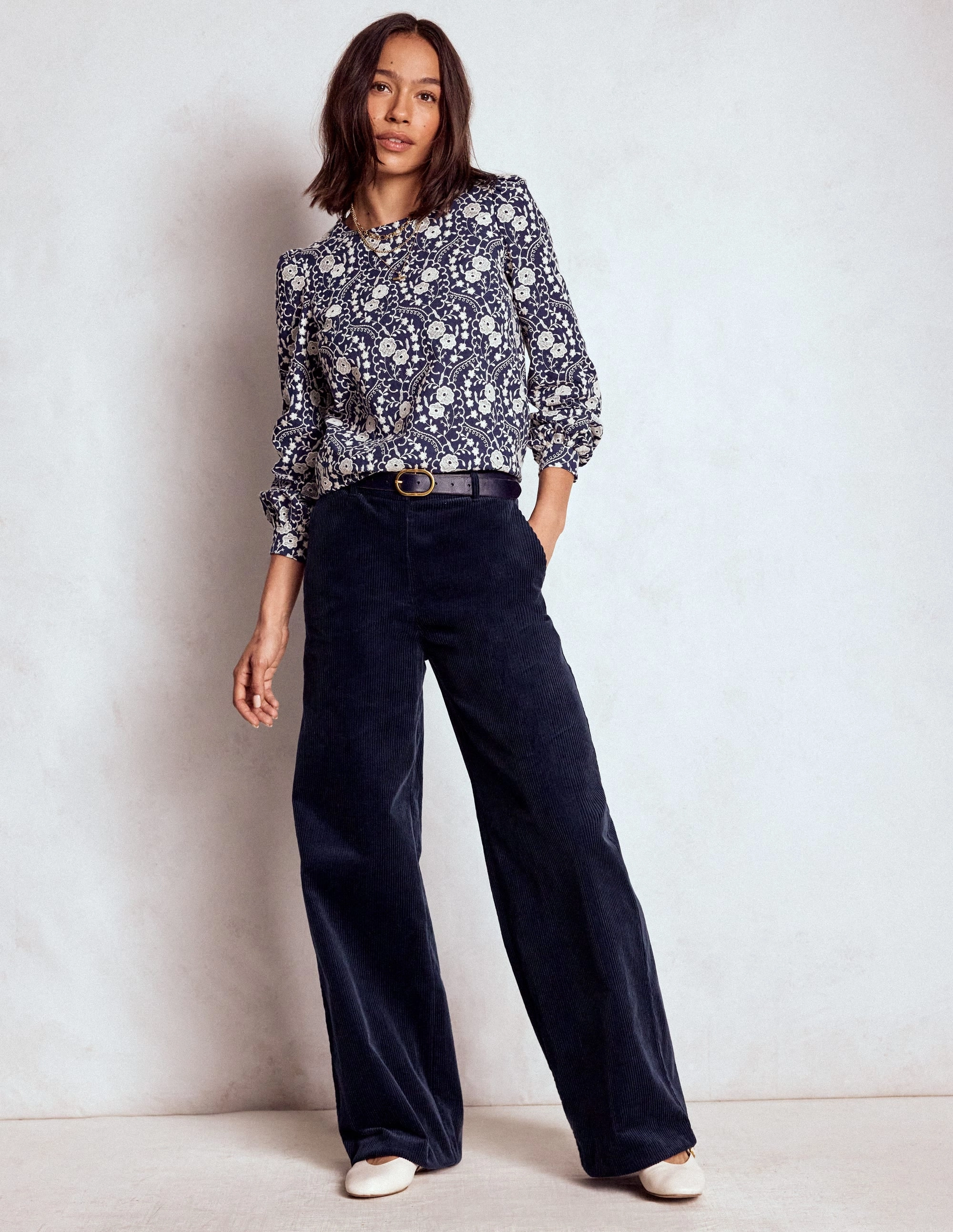 Belgravia Cord Trousers-Navy Timeless Style
