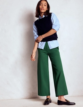 Flexible Movement Quick Comfort Fit Belgravia Ponte Crop Trousers-Hunter Green
