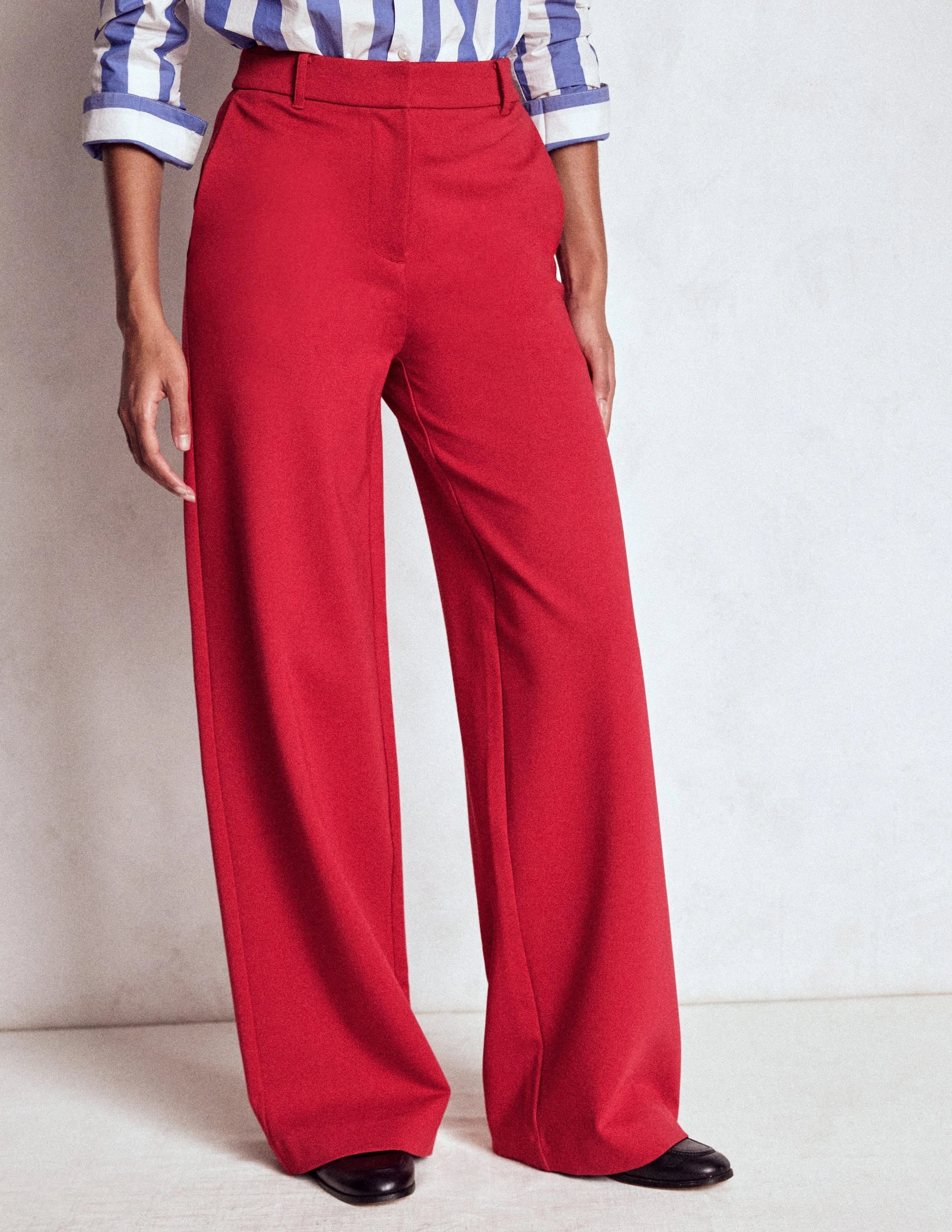 Belgravia Ponte Trousers-Carmine Red Multi Pocket Design