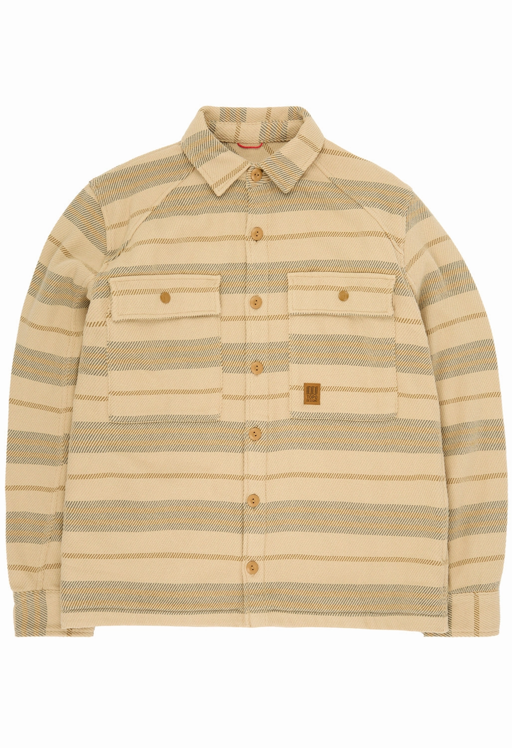 Micro Perforated Texture wrinkle free Topo Designs Men's Mountain Shirt Jacket - Sahara Stripe Multi