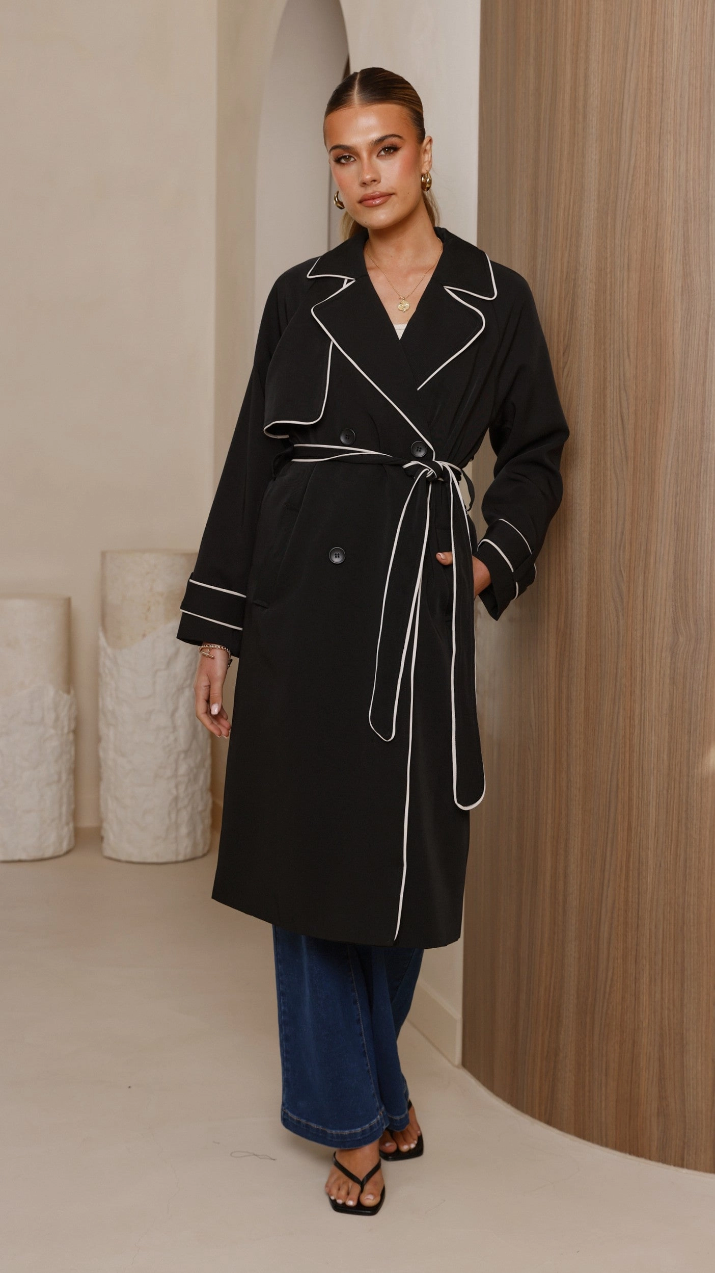 Tear Resistant Blanca Trench Coat - Black