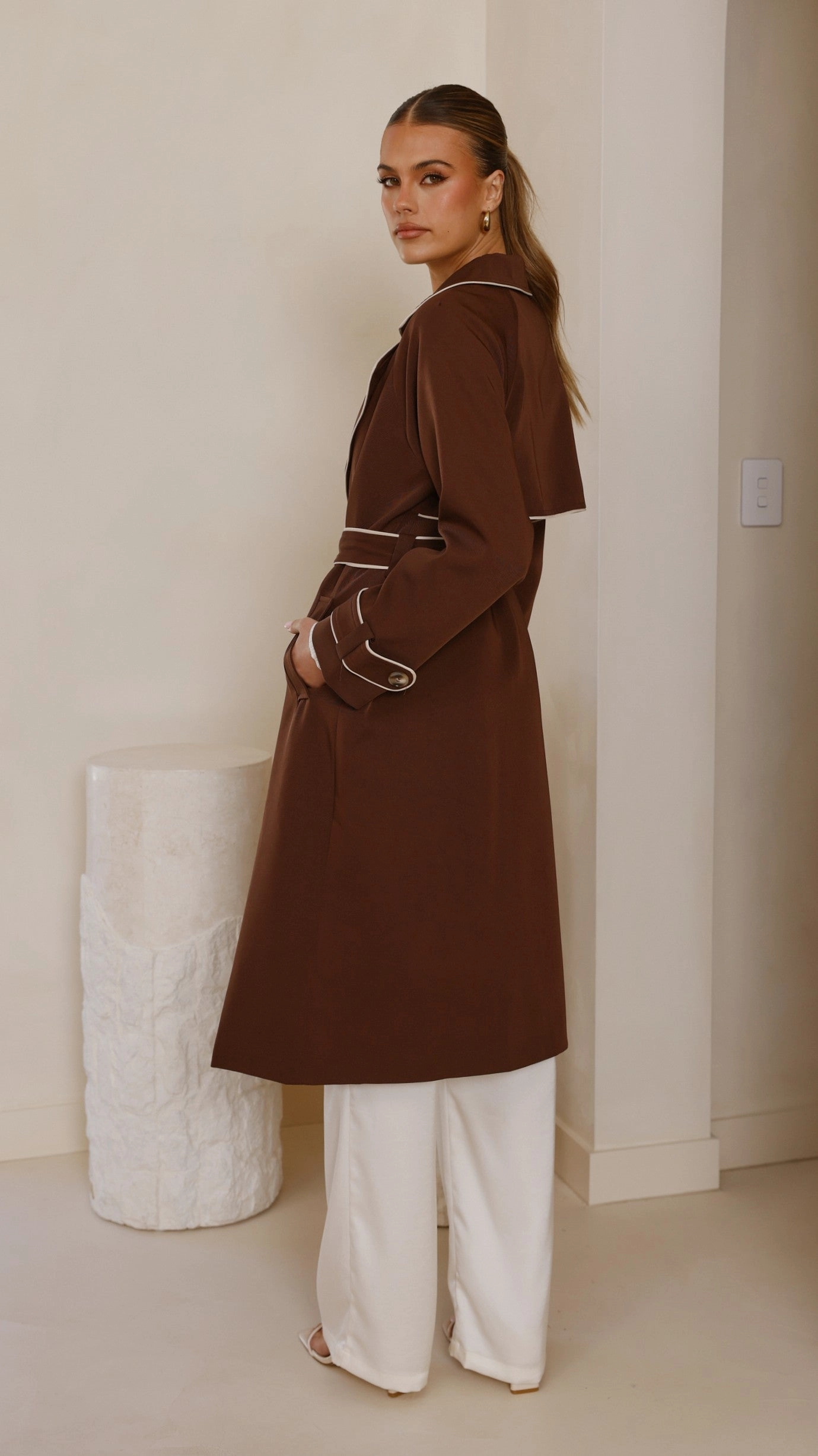 Blanca Trench Coat - Espresso Fit For Daily Stylish Chill Piece