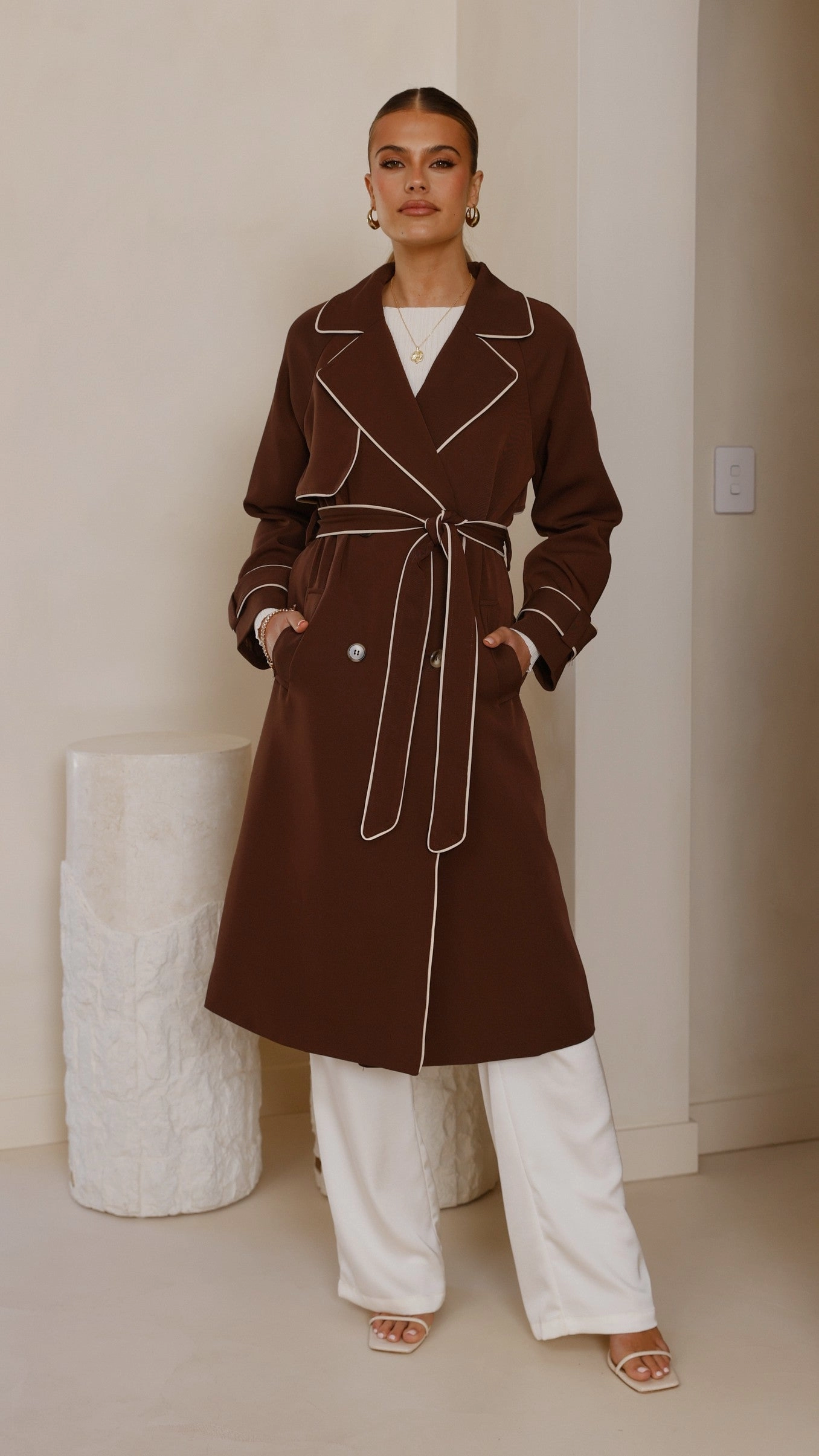 Blanca Trench Coat - Espresso Adjustable Hem