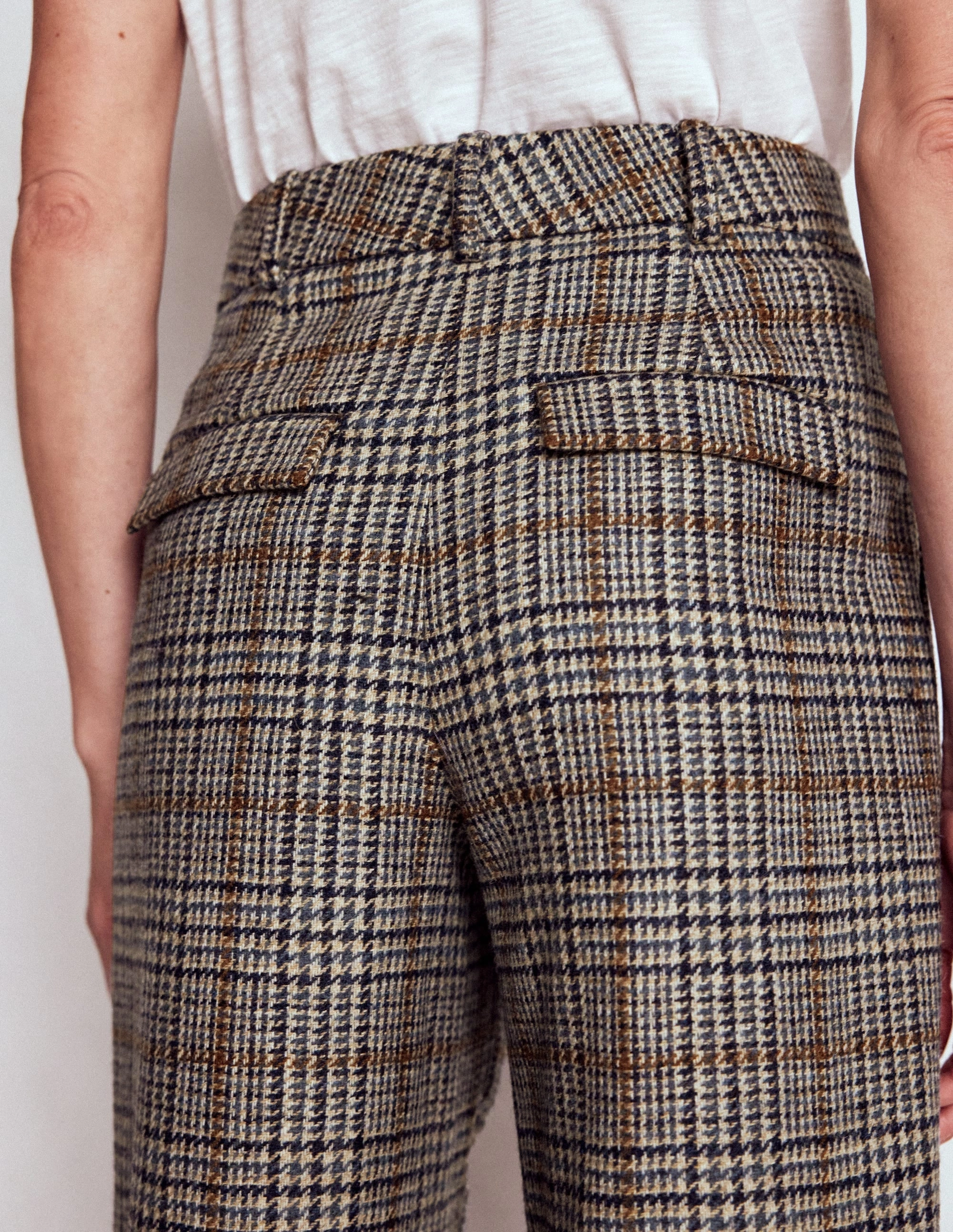 Bloomsbury Wool Trousers-Blue and Grey Prince of Wales Timeless Utility Water Resistant Finish