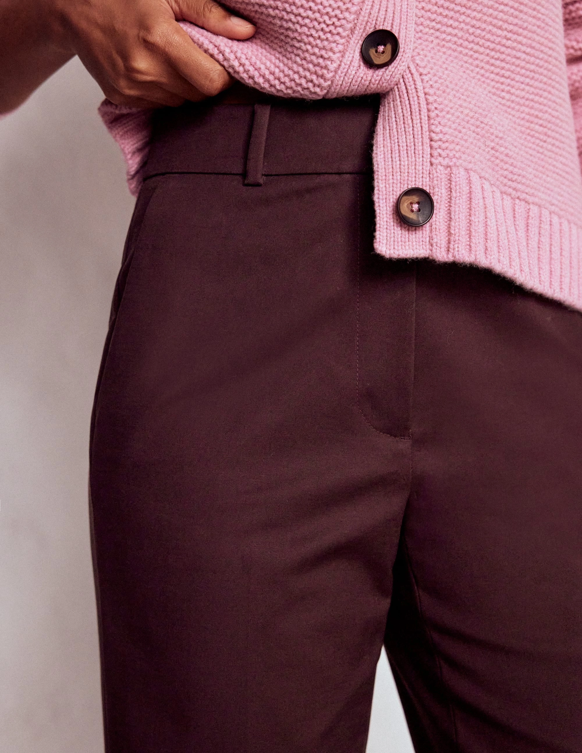 Canonbury 7/8 Trousers-Deep Aubergine Reinforced Pockets Timeless Comfort Wear