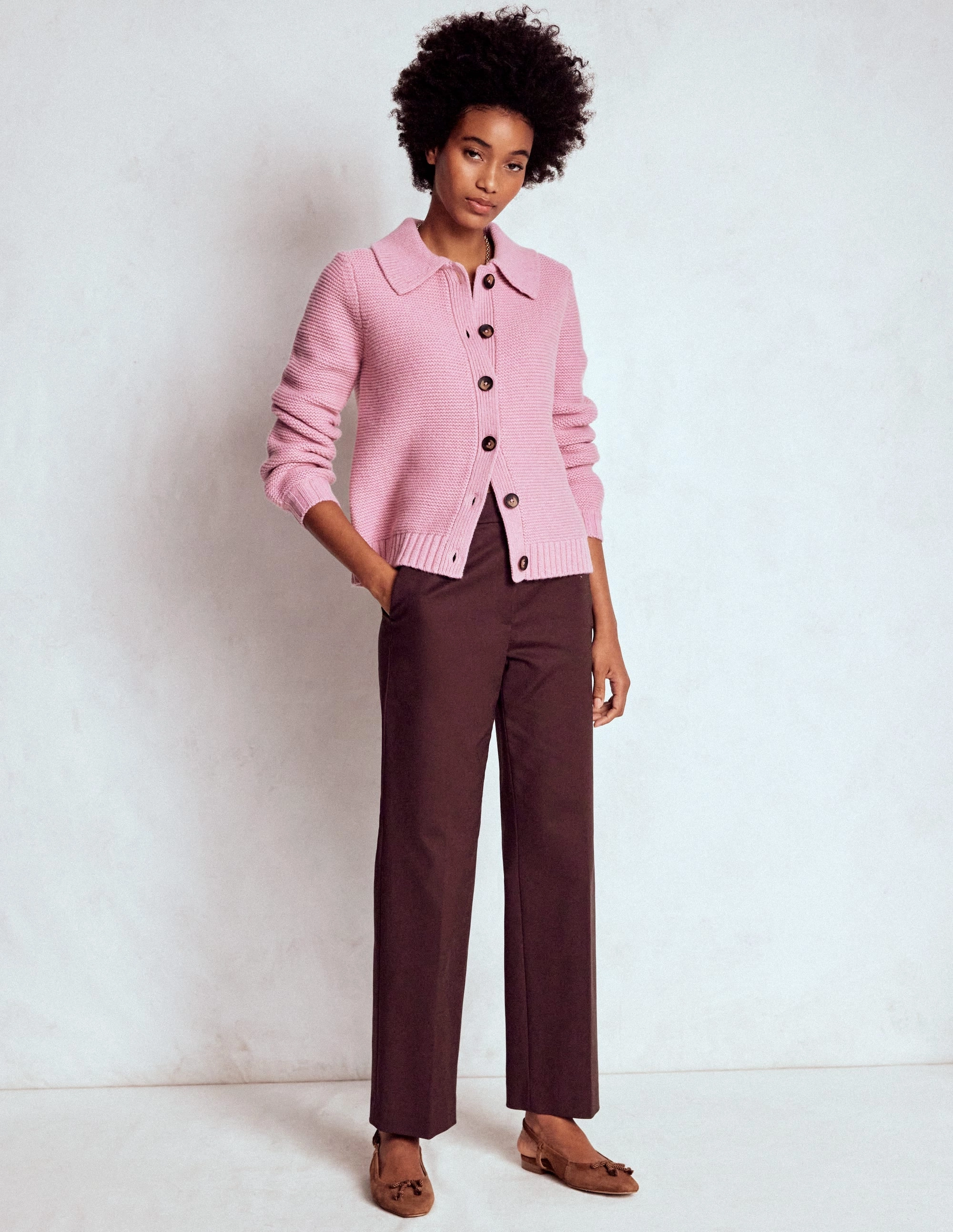 Customizable length Smooth Texture Canonbury 7/8 Trousers-Deep Aubergine