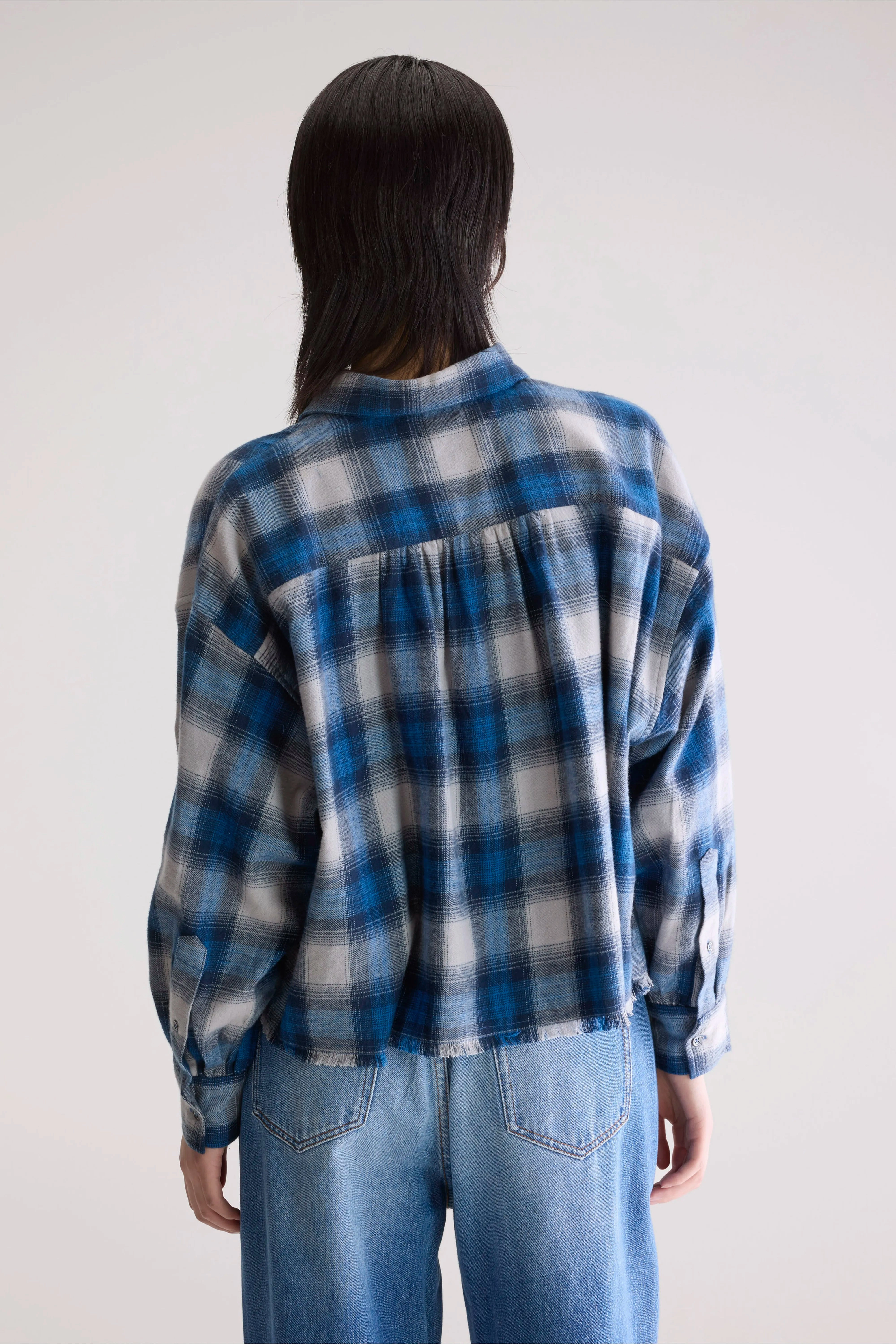 Kraft cropped shirt (252 / W / CHECK A) Patterned Texture
