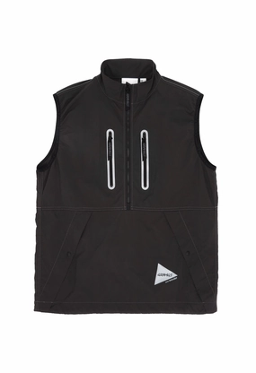 Eco Conscious Dye Process Gramicci x And Wander Men's Brushed Nylon Vest - Charcoal