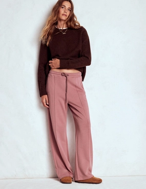 Wide Leg Joggers-Blushing Rose Tear Resistant Weave Double Layered Hem