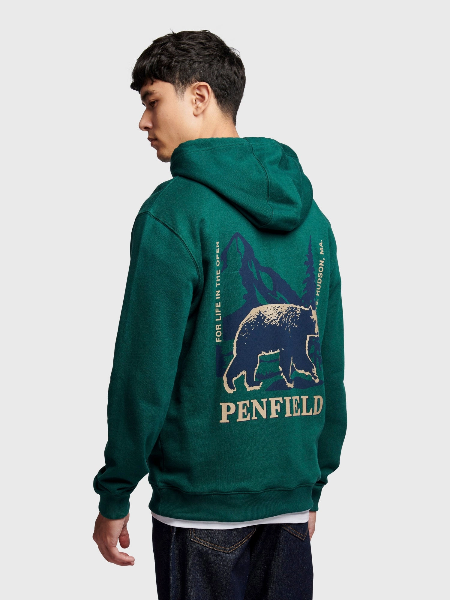 Penfield Mens Black Bear Hoodie in June Bug Daily Minimal Competitive Advantage