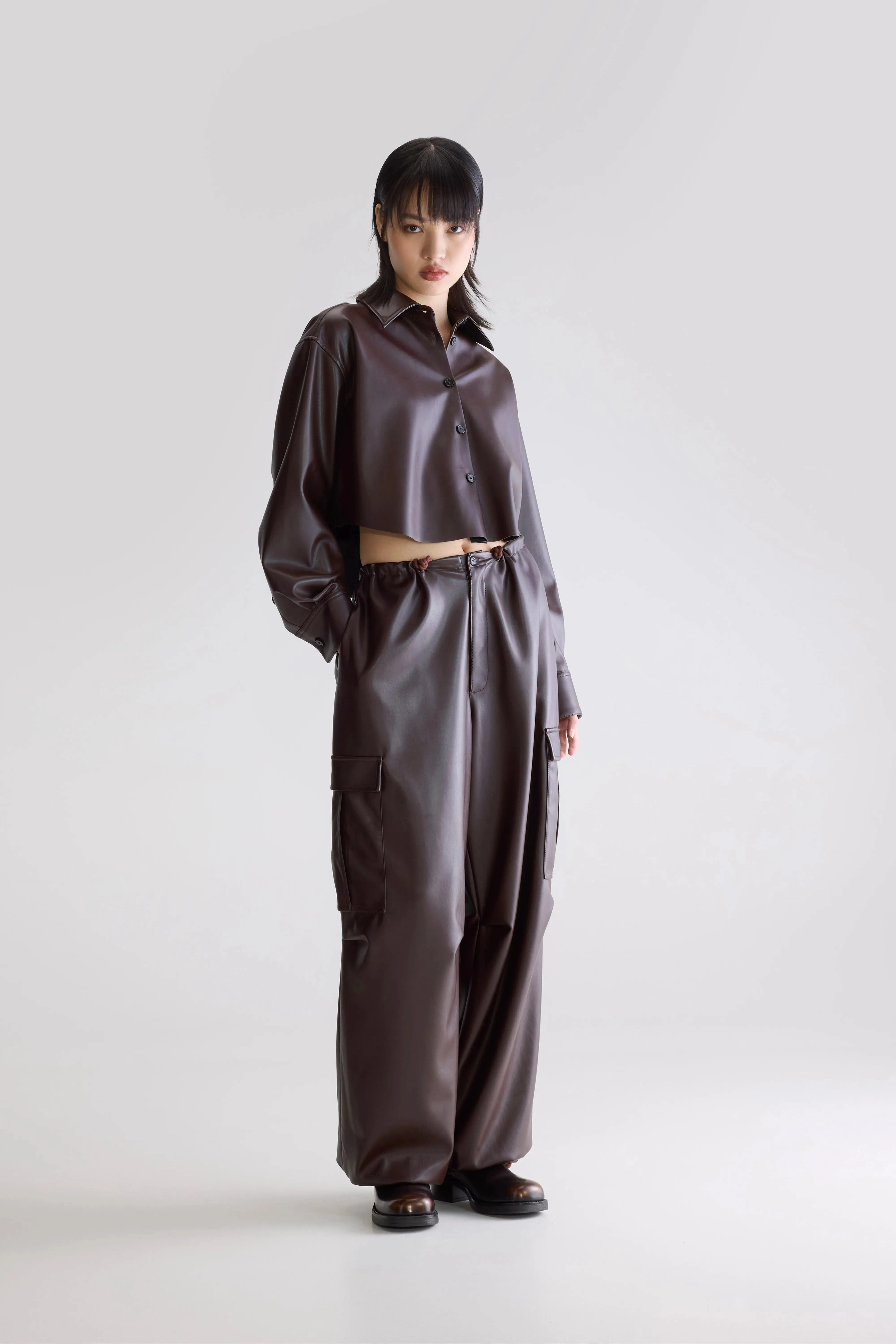 Johann faux leather shirt (252 / W / EBENE) Streetwear