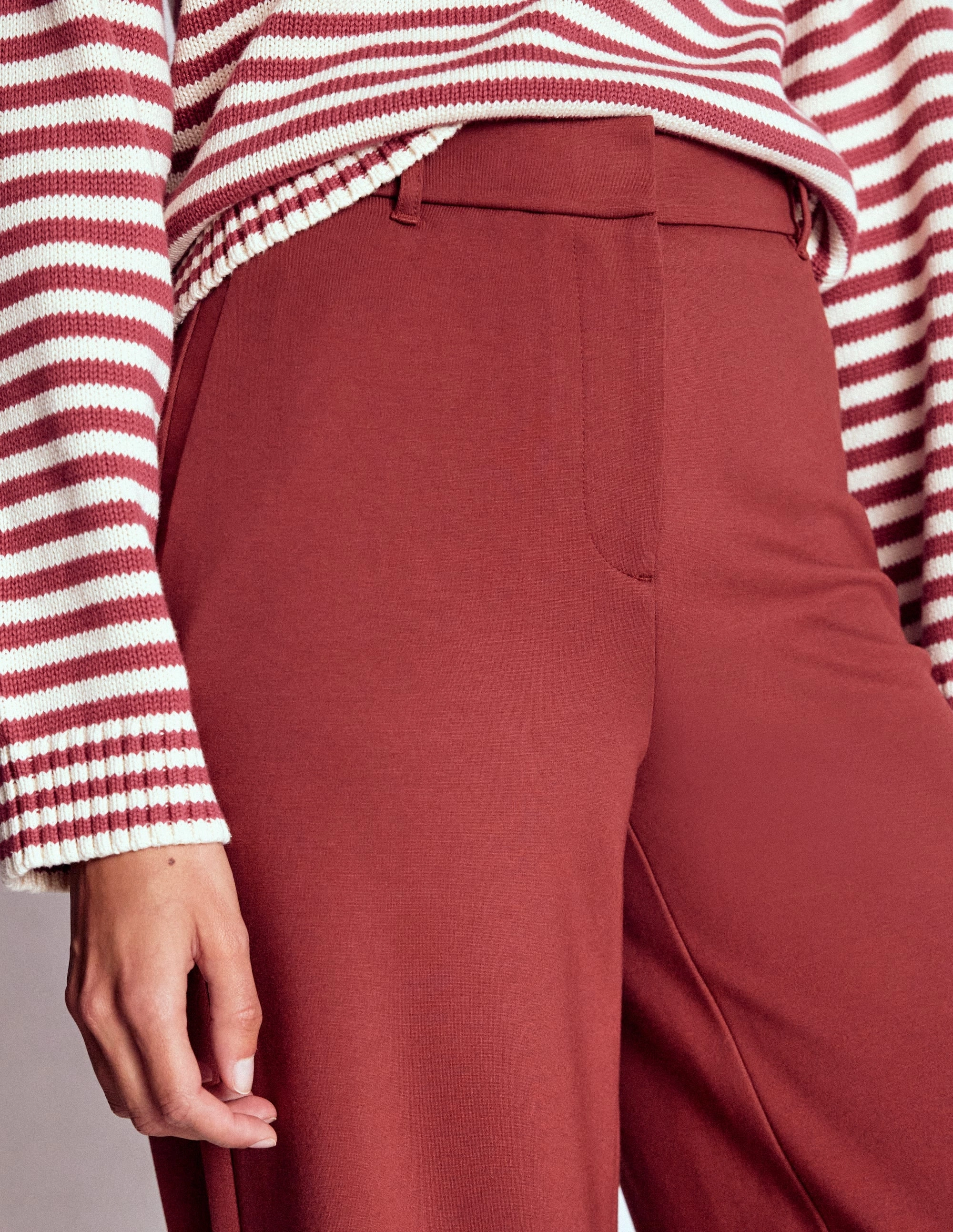 Sustainable Fabric AntibacterialCoating Belgravia Ponte Trousers-Chestnut