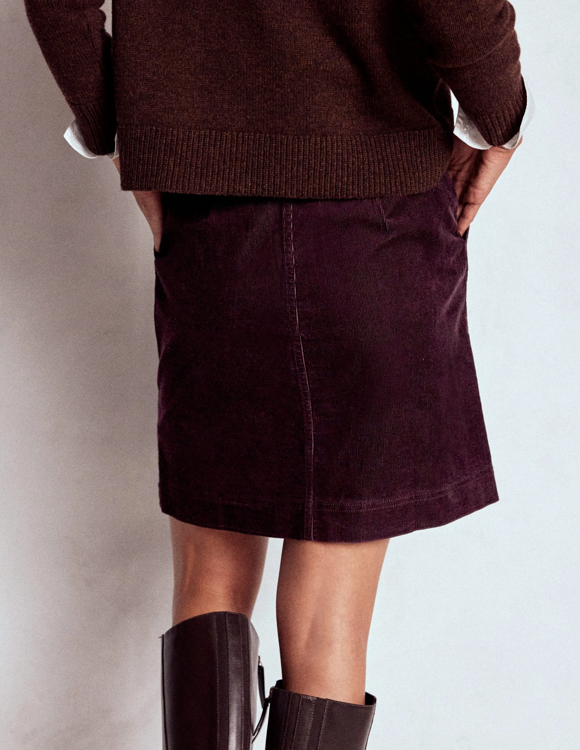 Cecelia Cord Skirt-Deep Aubergine Fashion Style