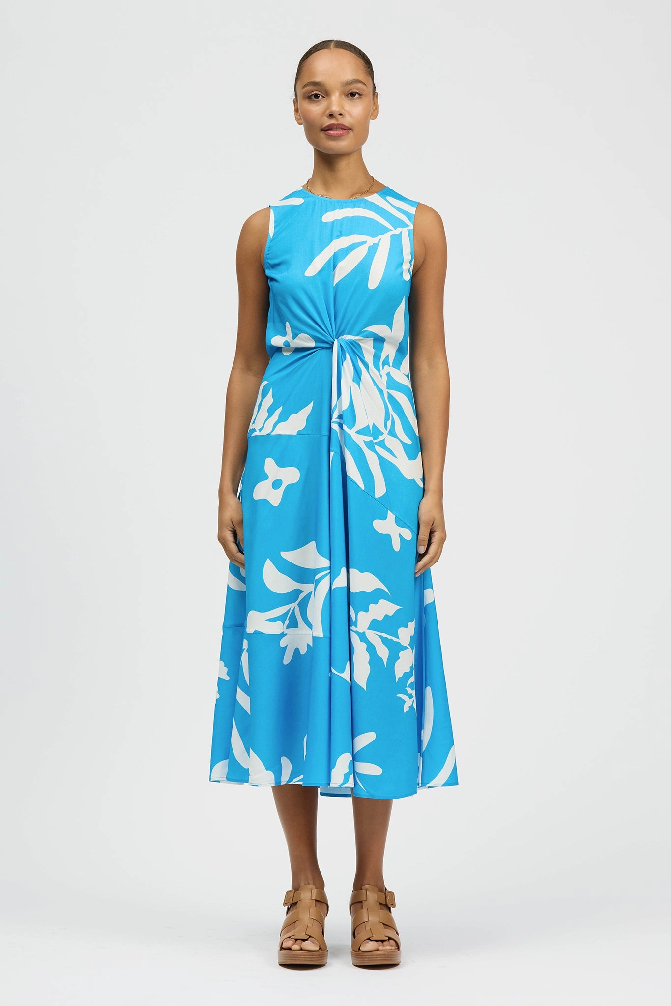 Clean Texture Celeste Dress Bosque Leaf Print