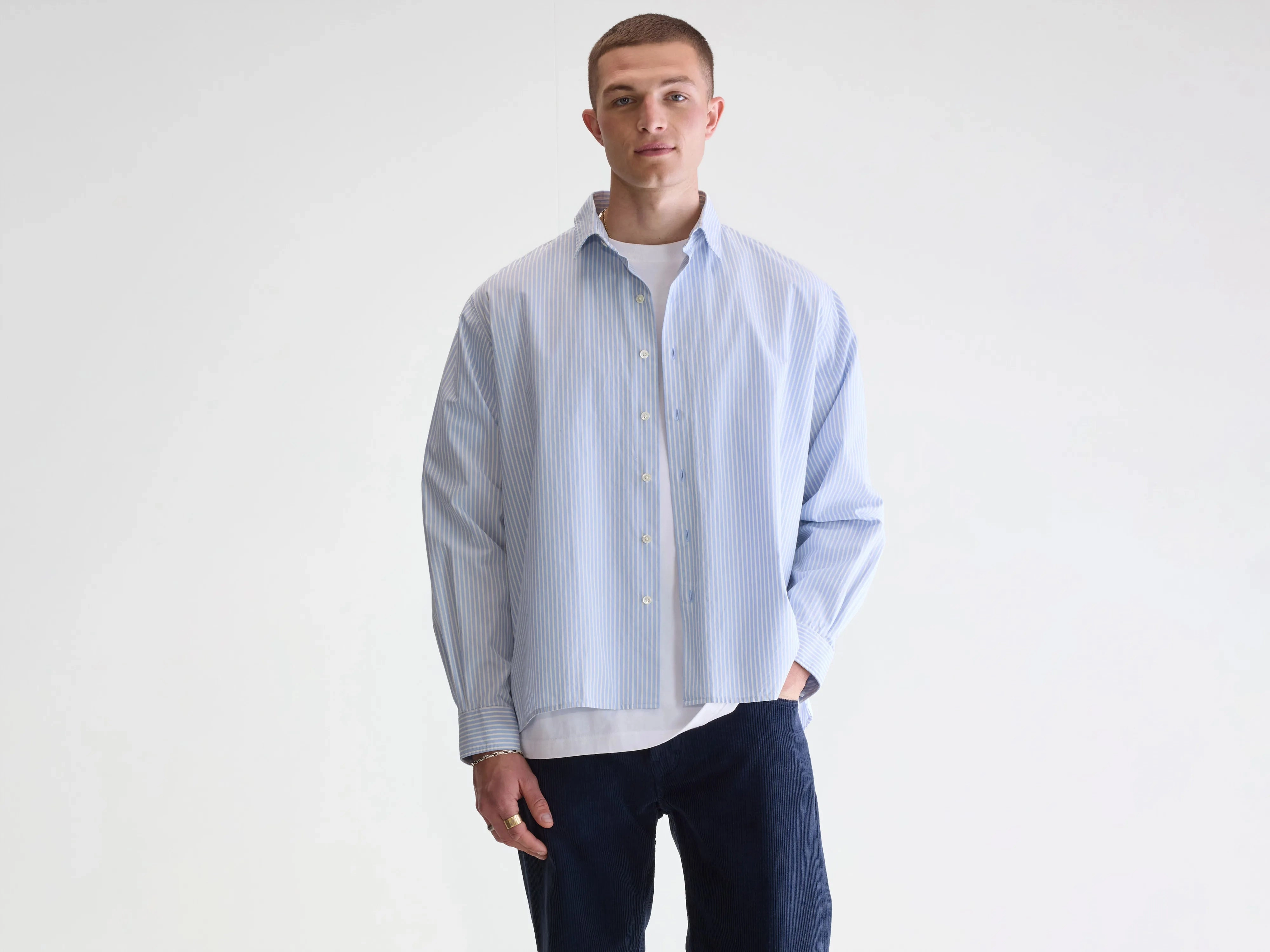 Ergonomic Back Panel Gollie relaxed shirt (252 / M / STRIPE W)