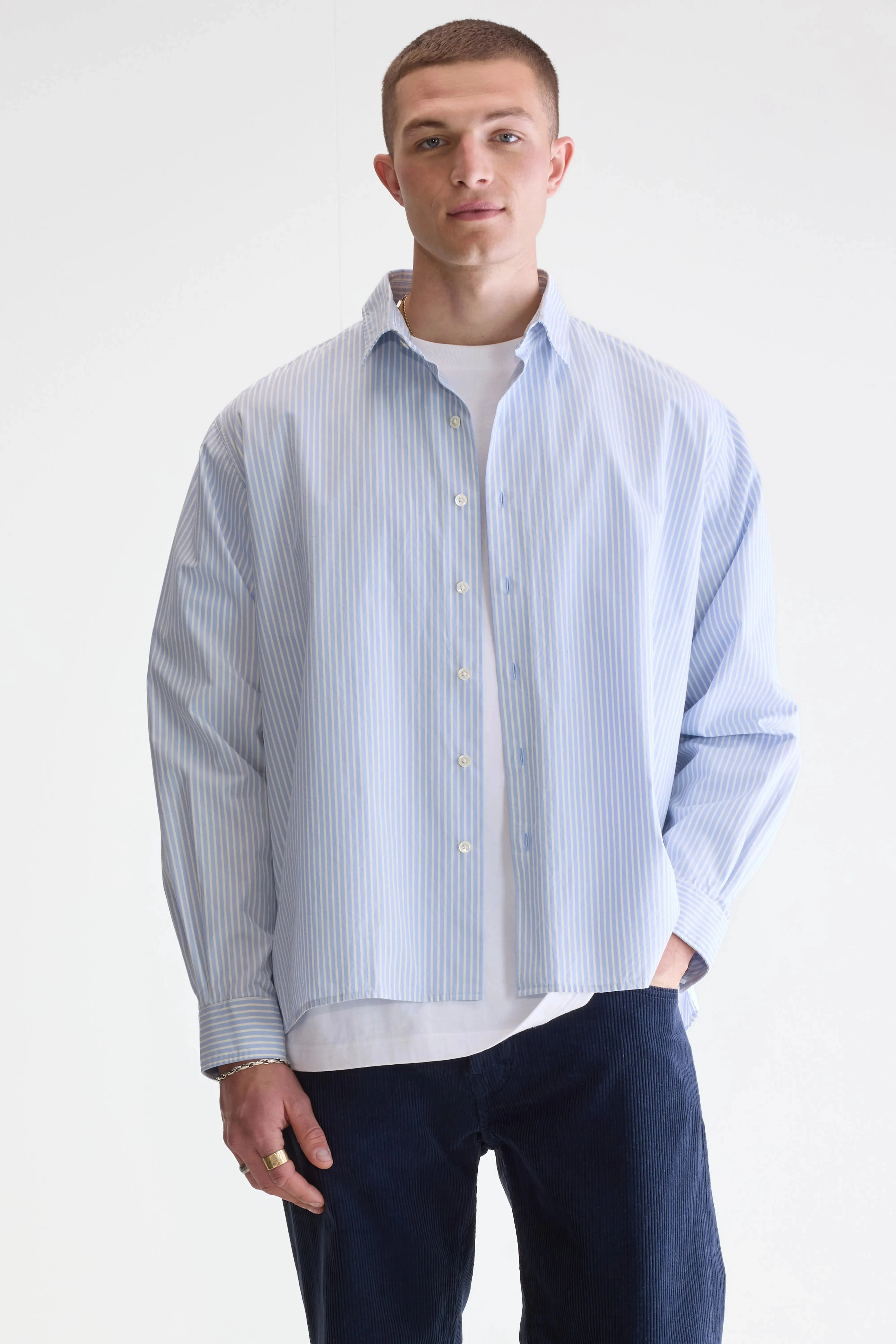Sustainable fashion Minimalist Closure Gollie relaxed shirt (252 / M / STRIPE W)