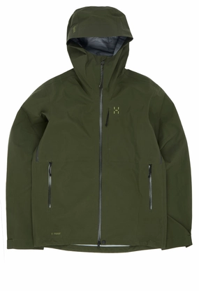 Weekend Ready Look Relaxed Fit Silhouette Haglofs Men's Front Proof II Jacket - Seaweed Green