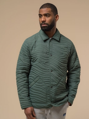 Cahoon Quilted Jacket in Dark Forest Urban Fit Look Zipper Guard Weatherproofing