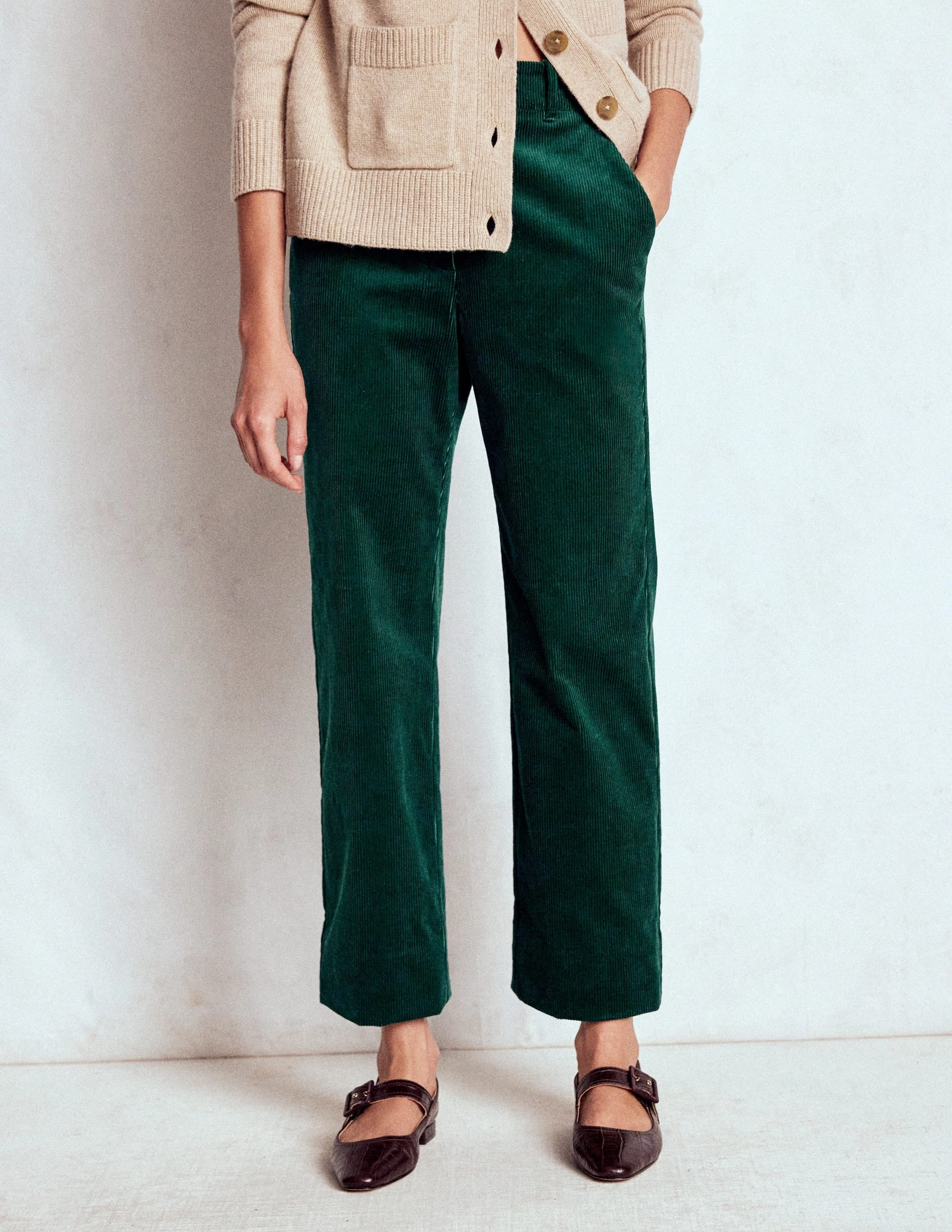 Moisture Wicking Technology Canonbury Cord Trousers-Emerald Night