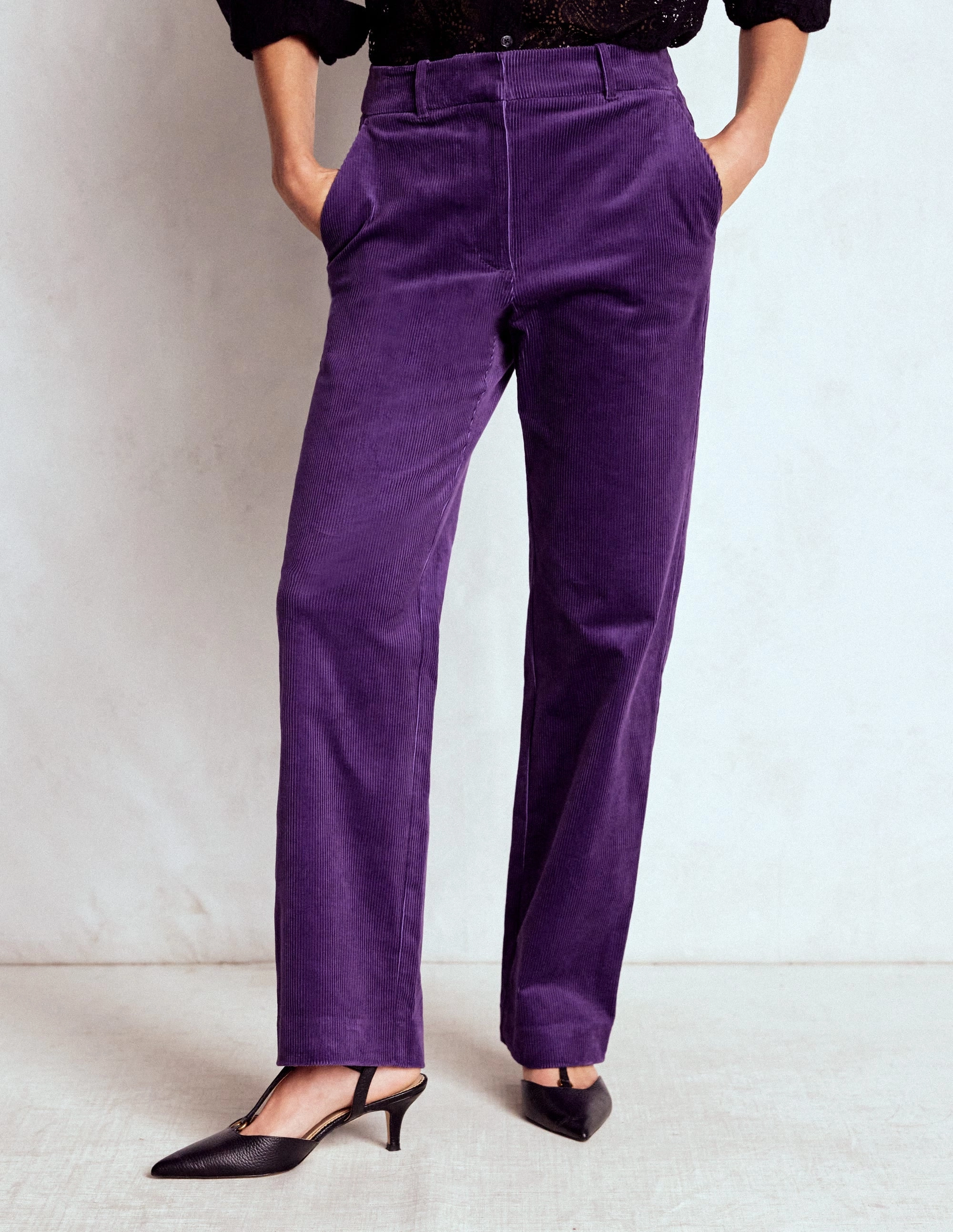 Comfortable Layering Canonbury Cord Trousers-Mystical Purple