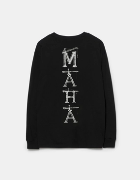 Natural Fiber Blend 1584 Maha Cranes L/S T-Shirt Black