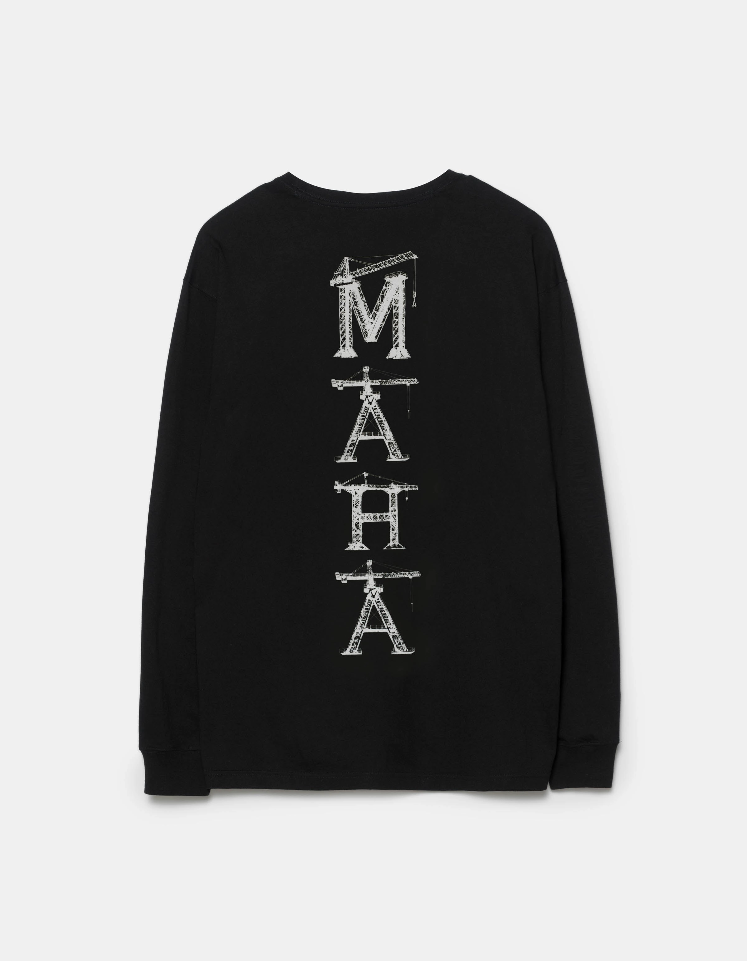 Natural Fiber Blend 1584 Maha Cranes L/S T-Shirt Black