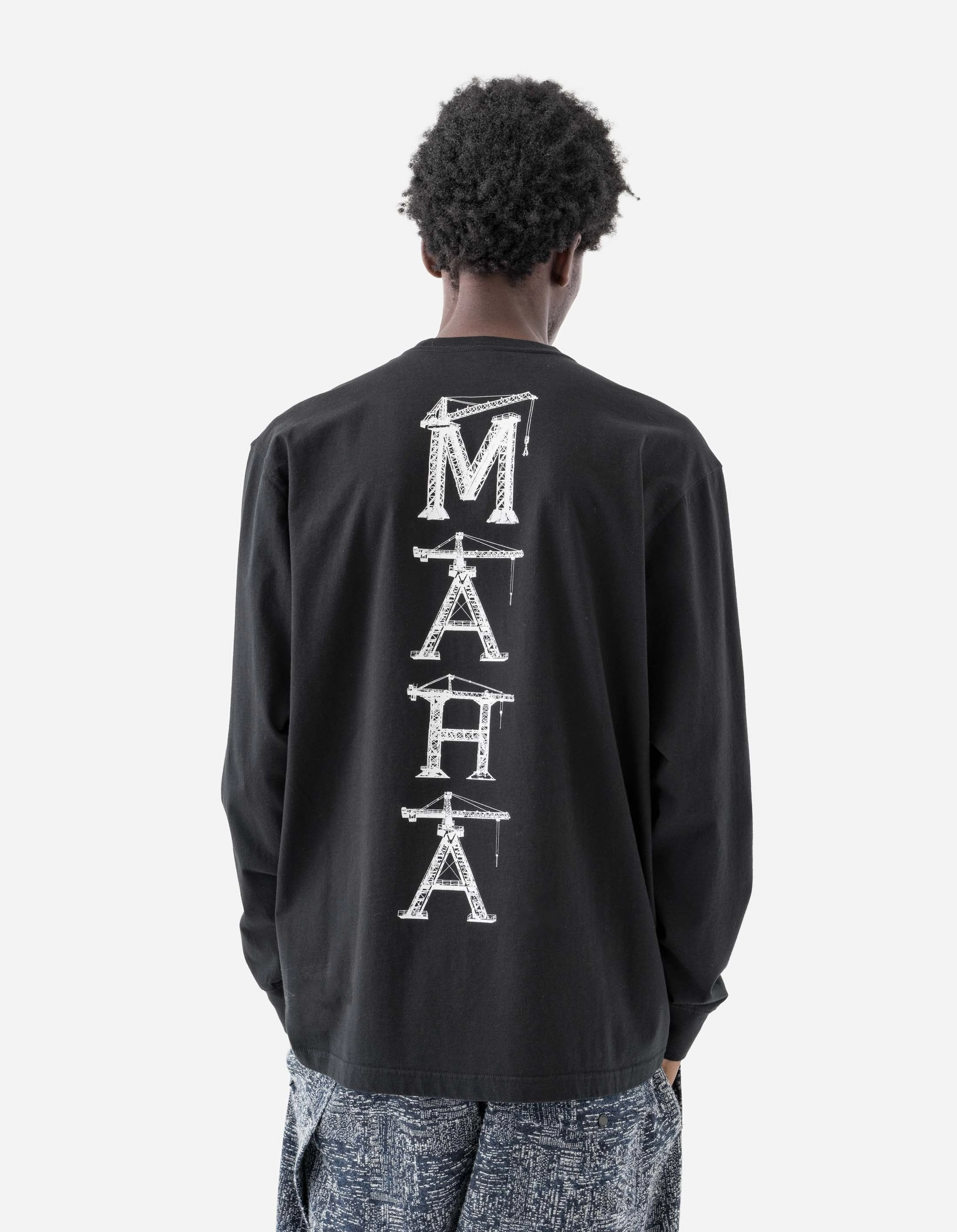 1584 Maha Cranes L/S T-Shirt Black PreWashed
