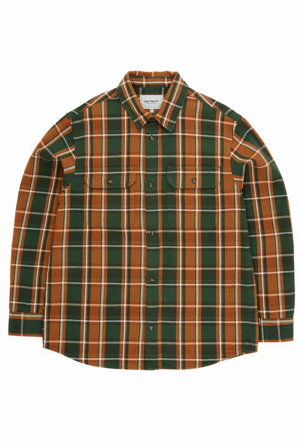 Fitted Shape Carhartt WIP Men's Long Sleeve Hobart Shirt - Hobart Check, Sycamore Tree