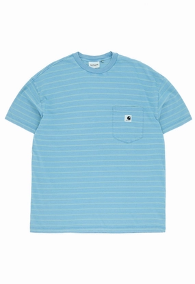 Carhartt WIP Women's Brodina T-Shirt - Brodina Stripe / Hortensia Smooth Finish