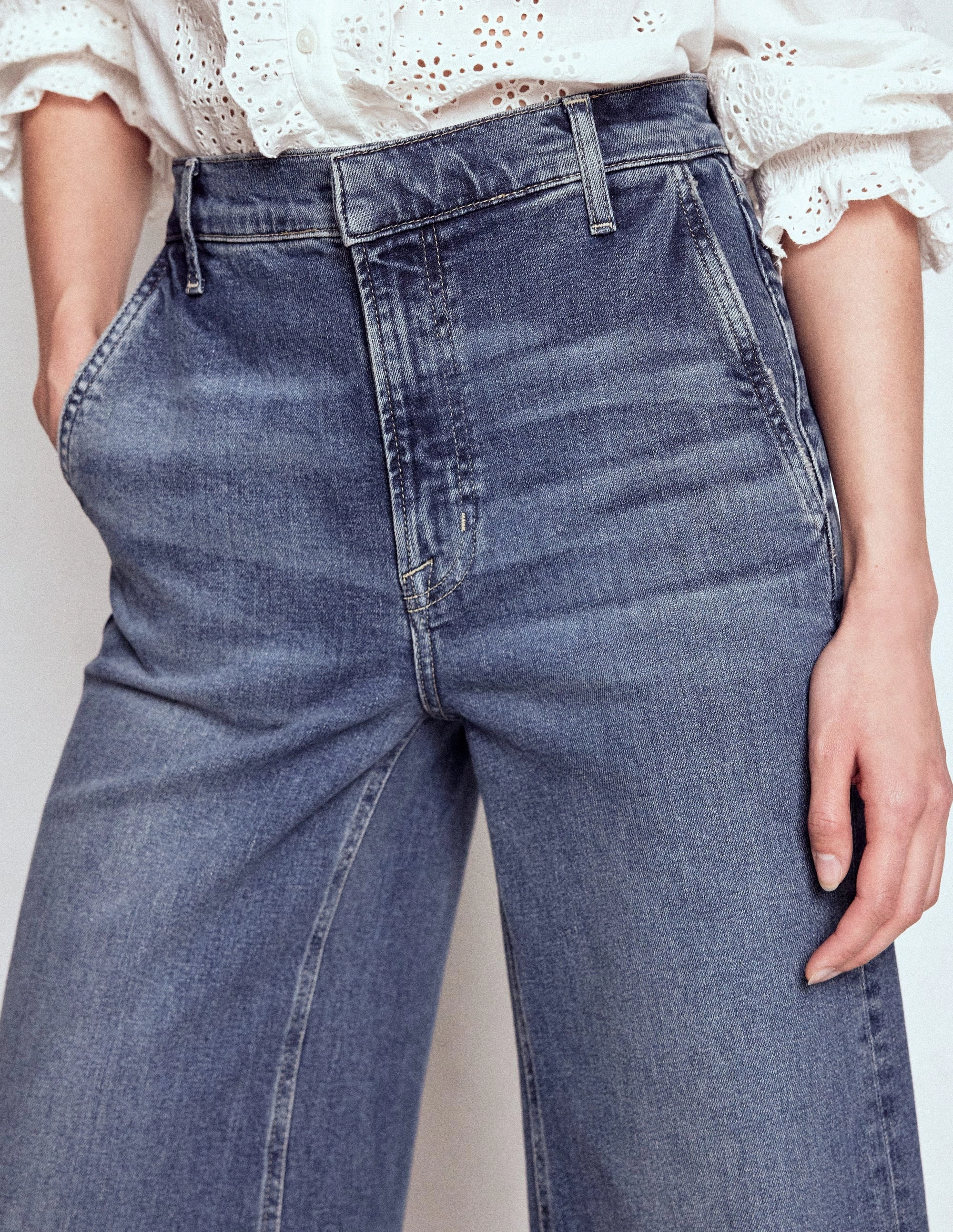 Zip-off legs High Rise Clean Wide Jeans-Mid Vintage