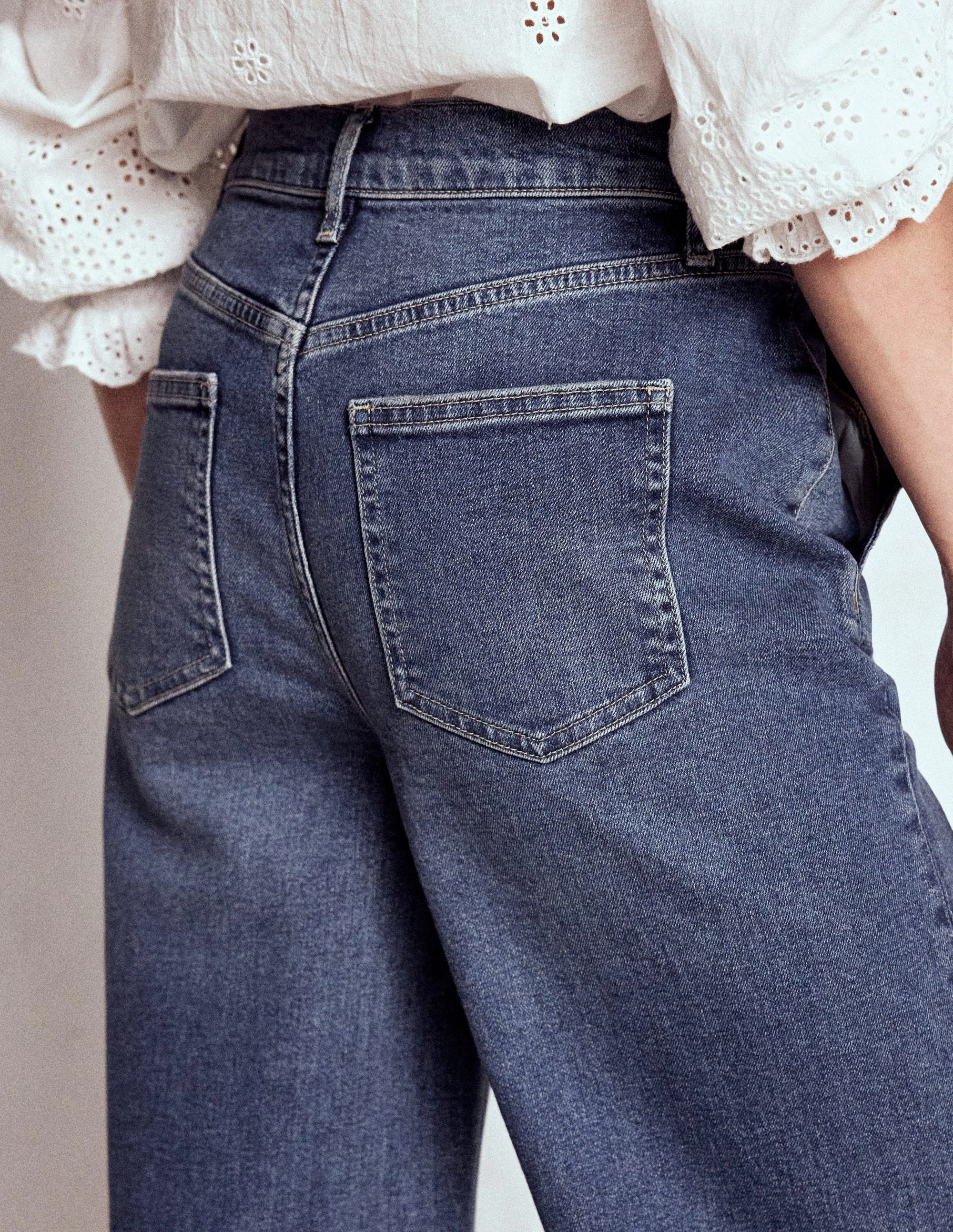High Rise Clean Wide Jeans-Mid Vintage Curved Waistline