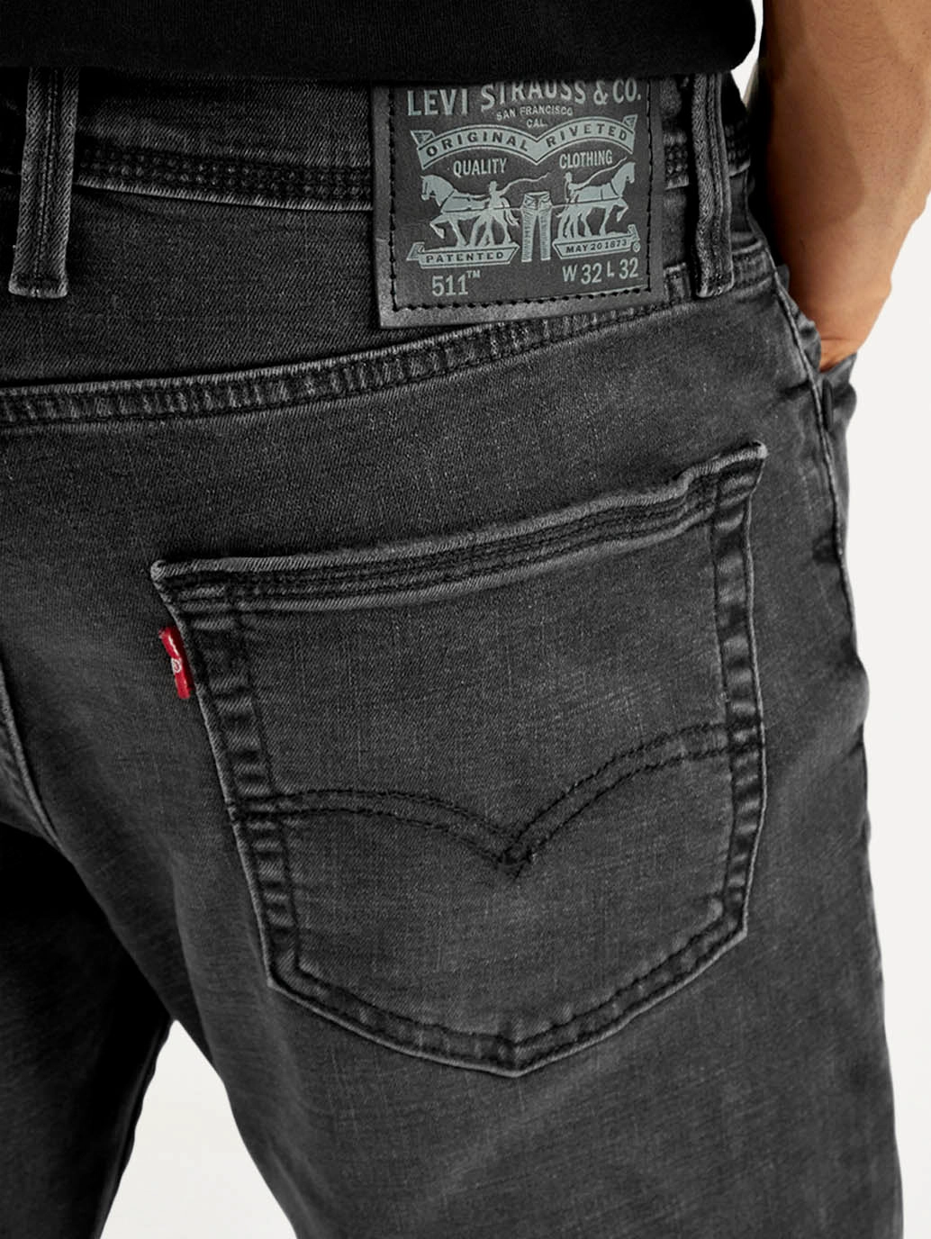 Men's 511 Charcoal Grey Slim Fit Mid Rise Jeans abrasion resistant coating Flexible Waistband