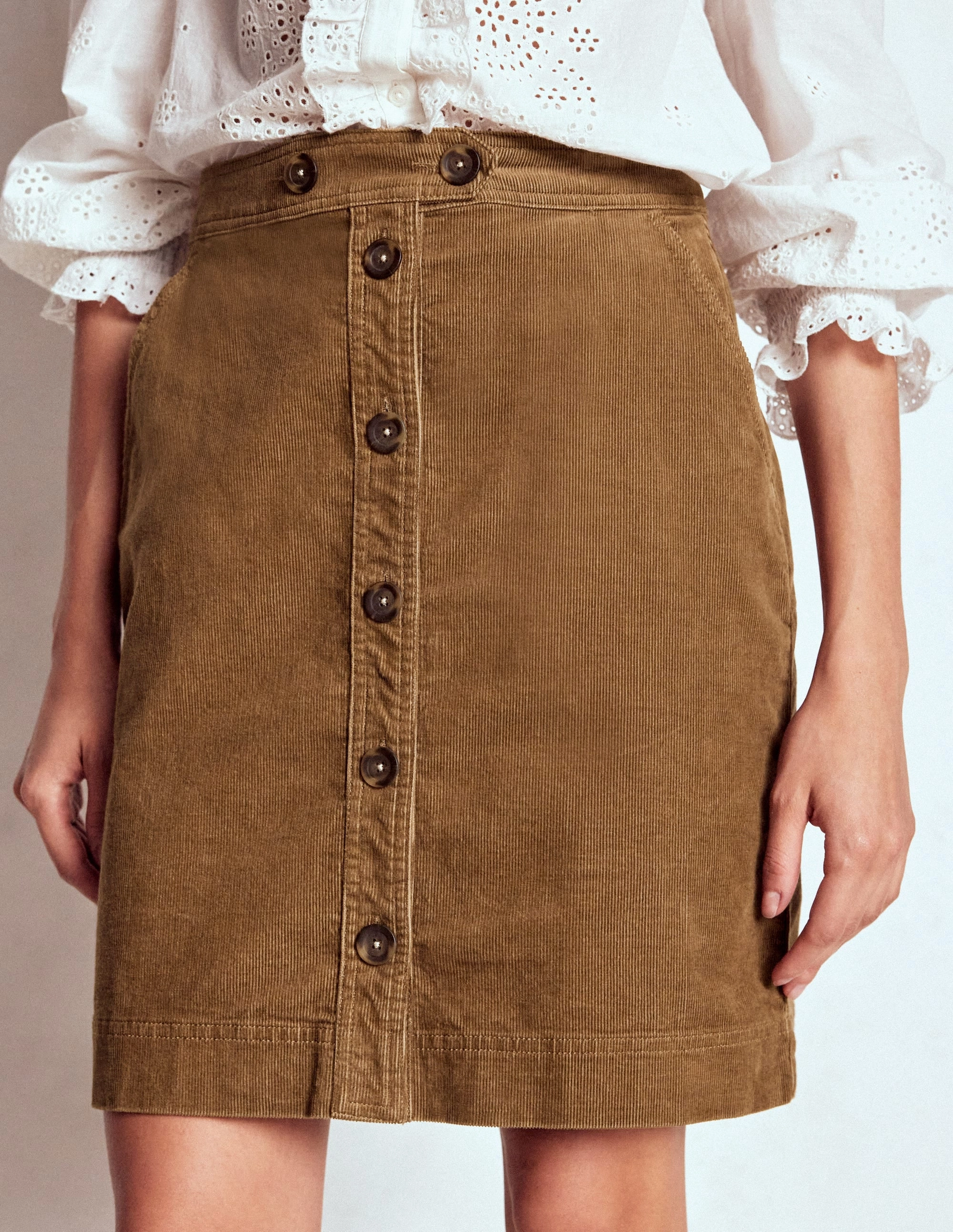 Cecelia Cord Skirt-Latte Non Irritating Texture Crisp Details