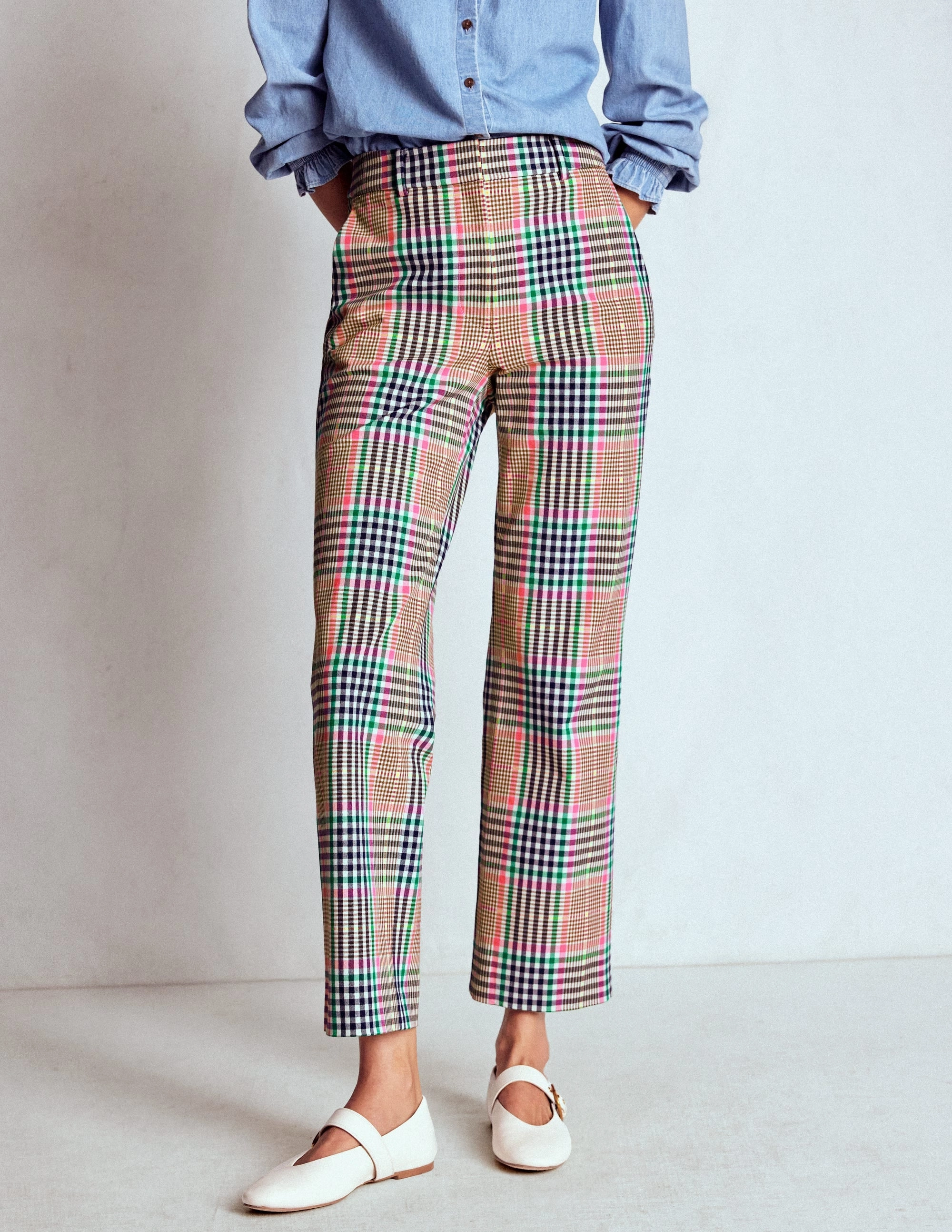 Canonbury Tailored Trousers-Brown,Rose Pink and Navy Check Breathable Motion DurableReinforcedMaterial