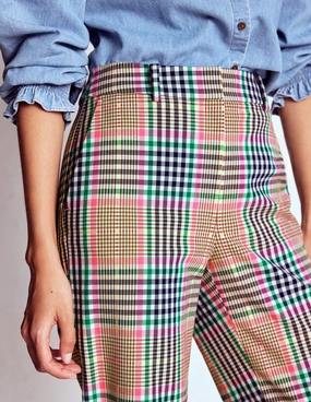 Anti Friction Lining Canonbury Tailored Trousers-Brown,Rose Pink and Navy Check