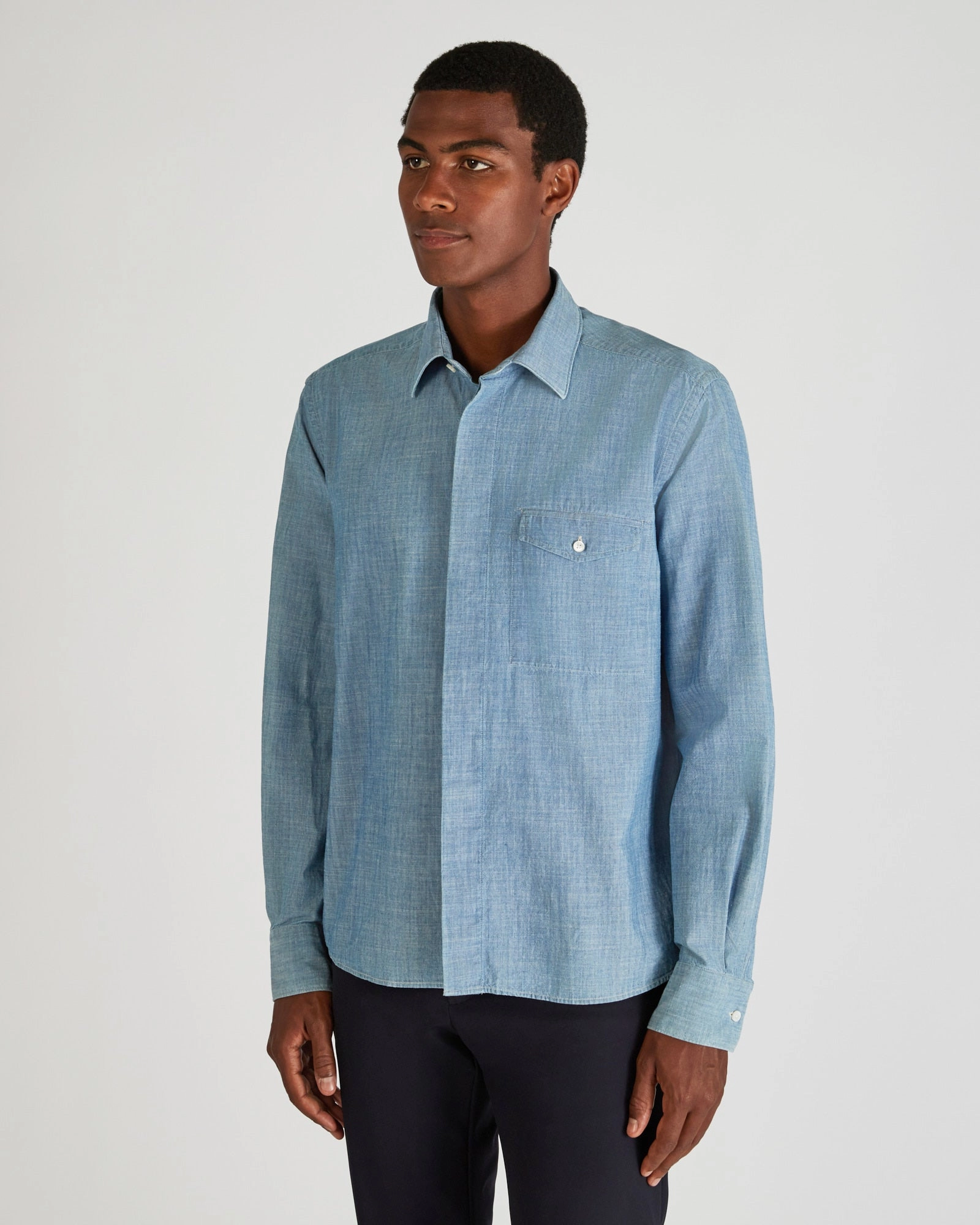 Water Repellent Finish Casual fit chambray shirt
