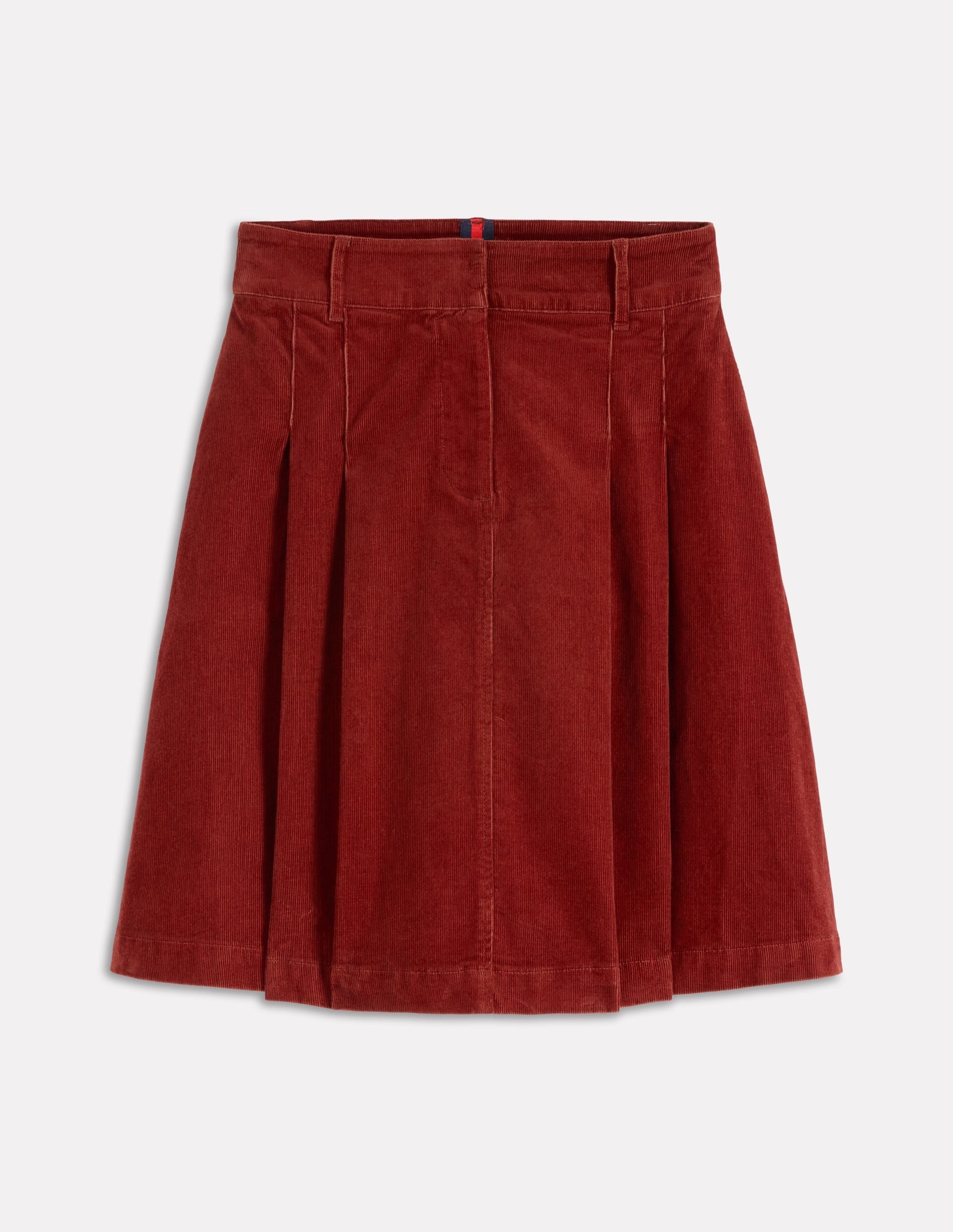 Pleated Cord Skirt-Fired Brick Smart Look