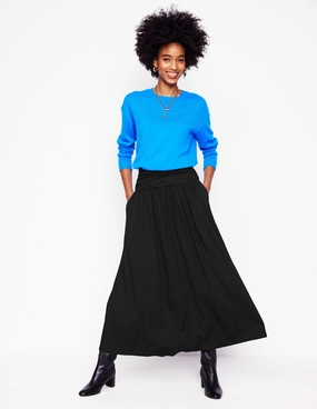 Matte Finish Crossback Strap Rosaline Jersey Skirt-Black