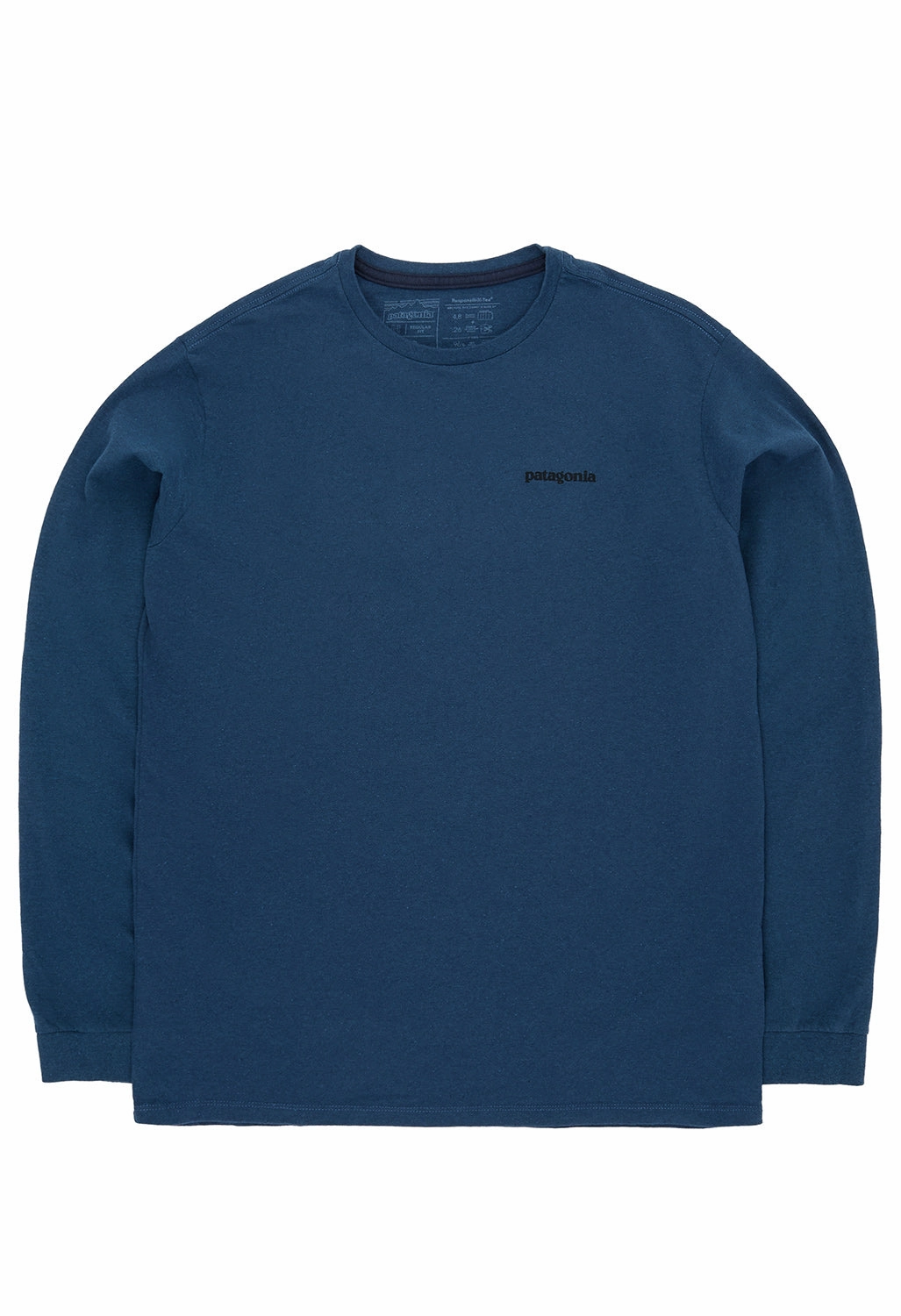 Tagless Neckline Weekend Style Patagonia Men's P-6 Logo Long Sleeve Responsibili-Tee - Utility Blue