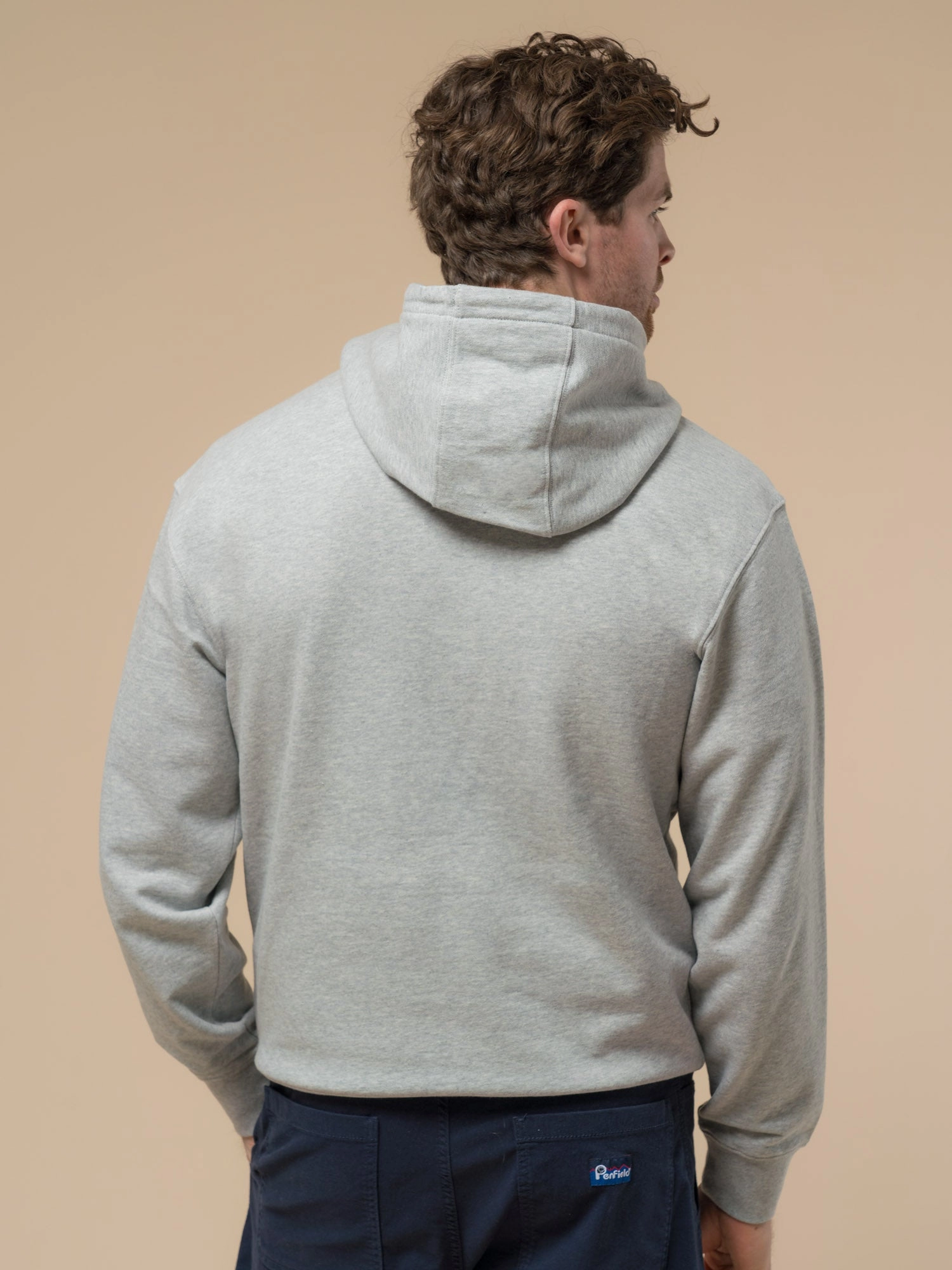 Penfield Mens Original Logo Hoodie in Athletic Grey Heather Contrast Trim