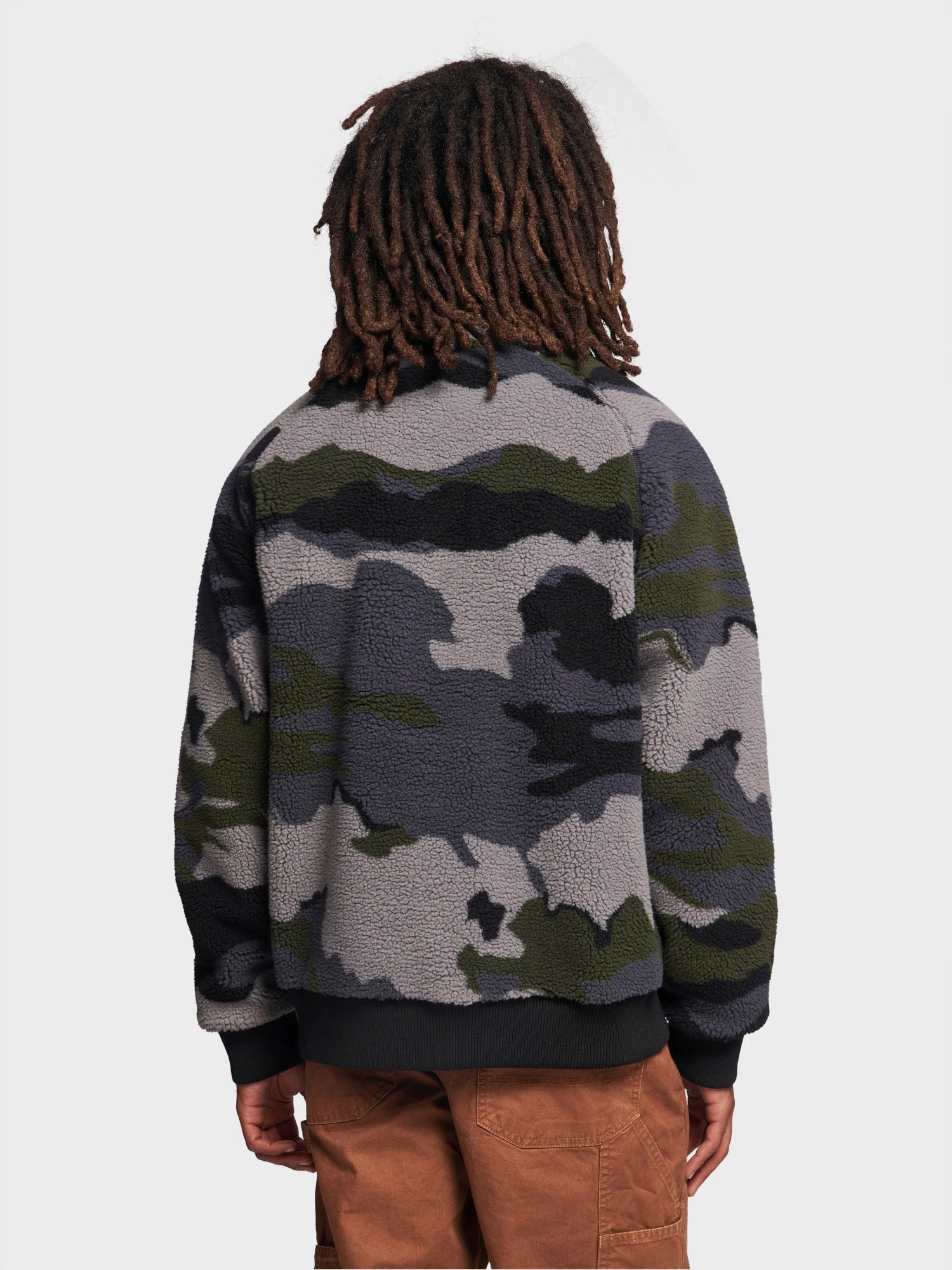 Abstract Mountain Fleece Jacket in Ebony Full Zip Closure Zippered Vents