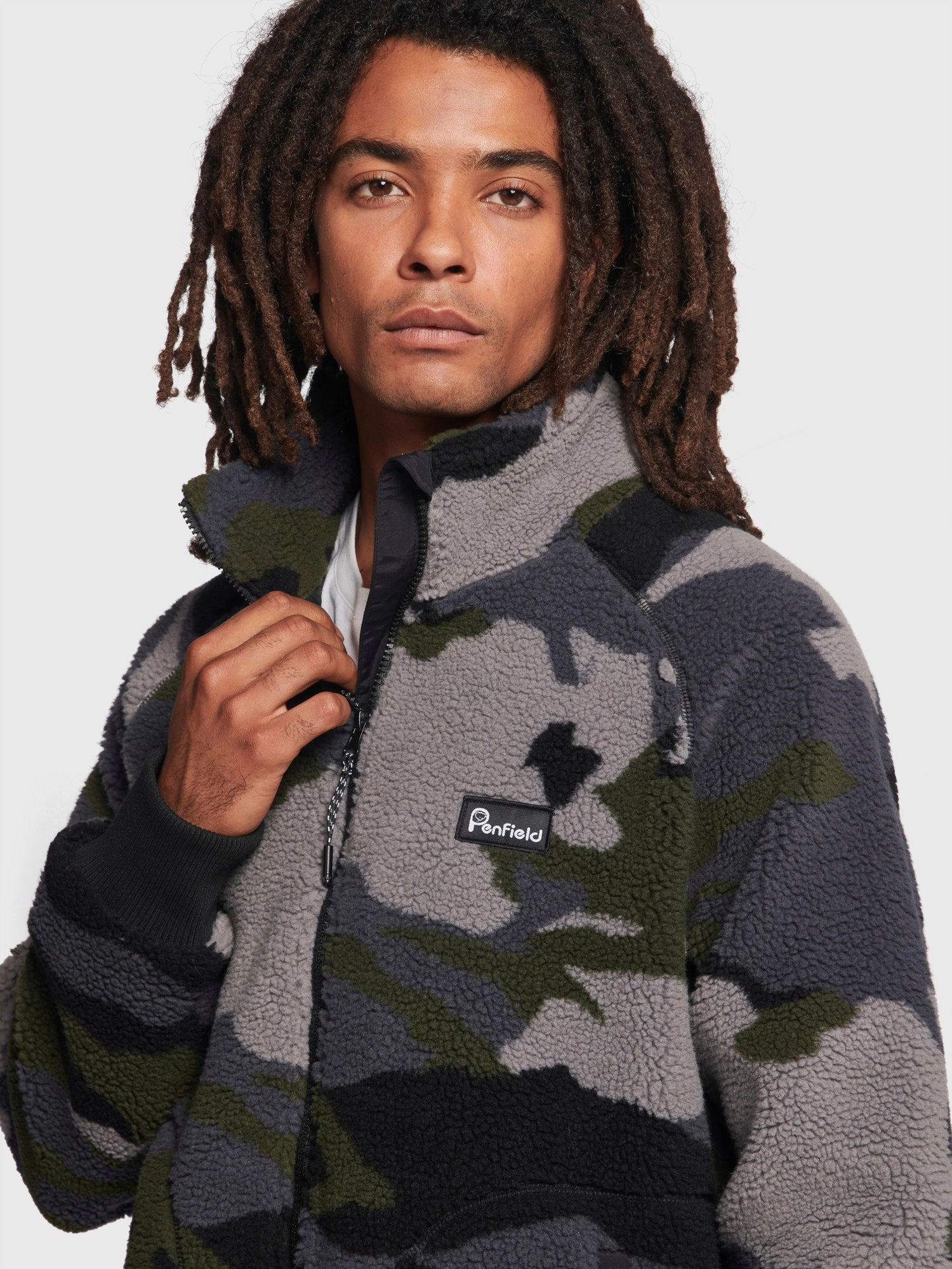 Modular Attachment System Abstract Mountain Fleece Jacket in Ebony