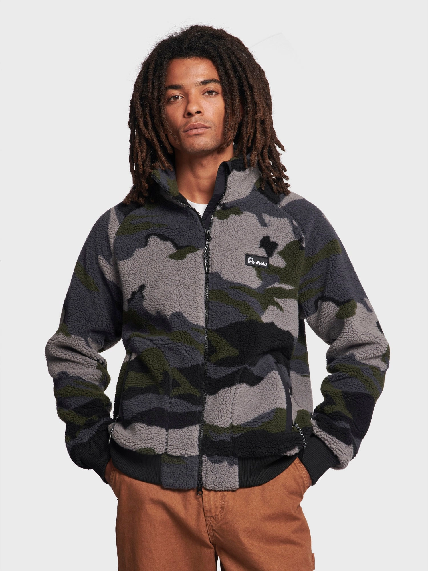 Abstract Mountain Fleece Jacket in Ebony Travel Light Fit