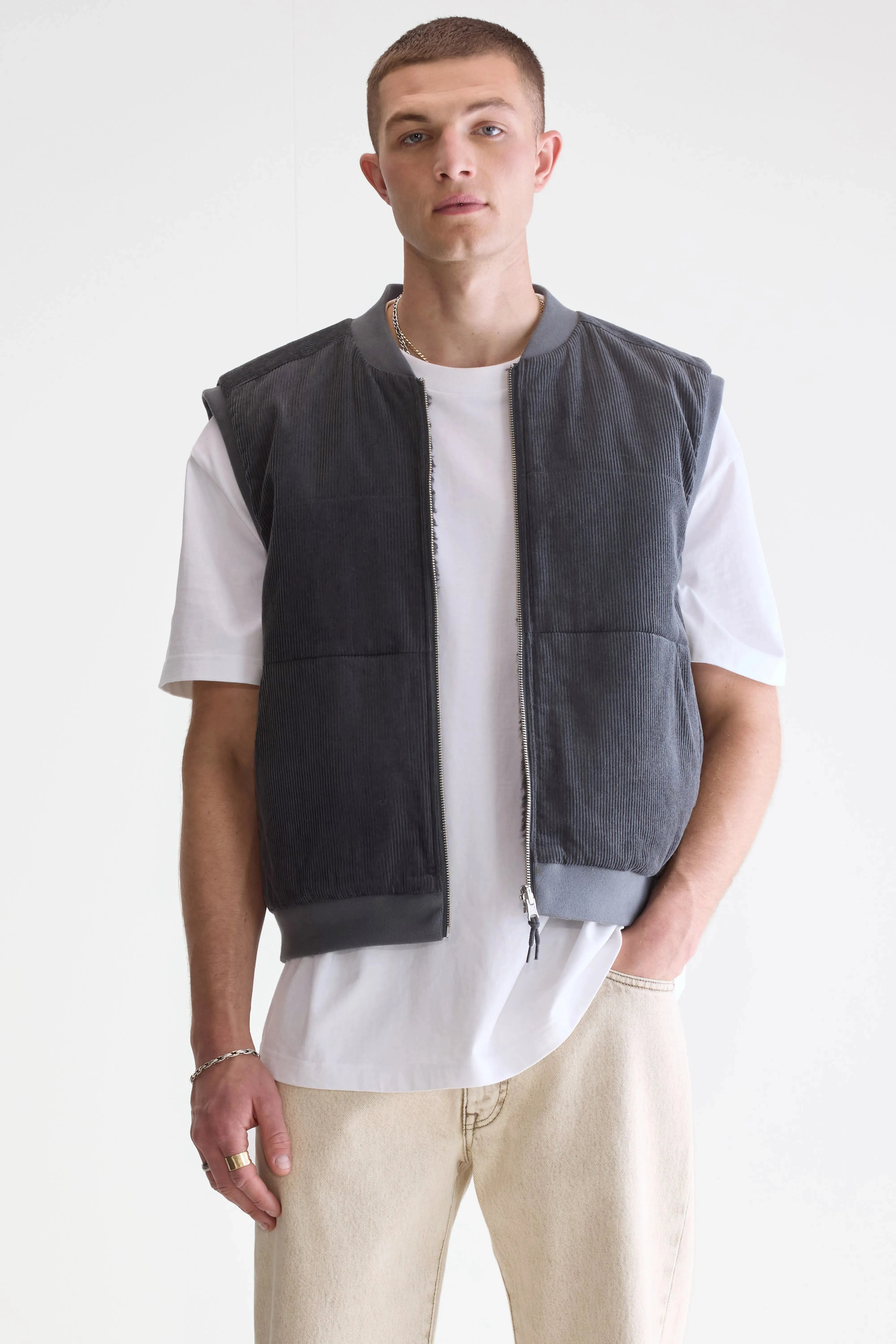 Stretch Comfort Fit Cotton Twill Jocko bodywarmer (252 / M / ELEPHANT)