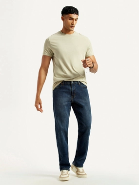 Men's 541 Dark Indigo Athletic Tapered Fit Mid Rise Jeans Night Out Parent Style Sporty Comfort